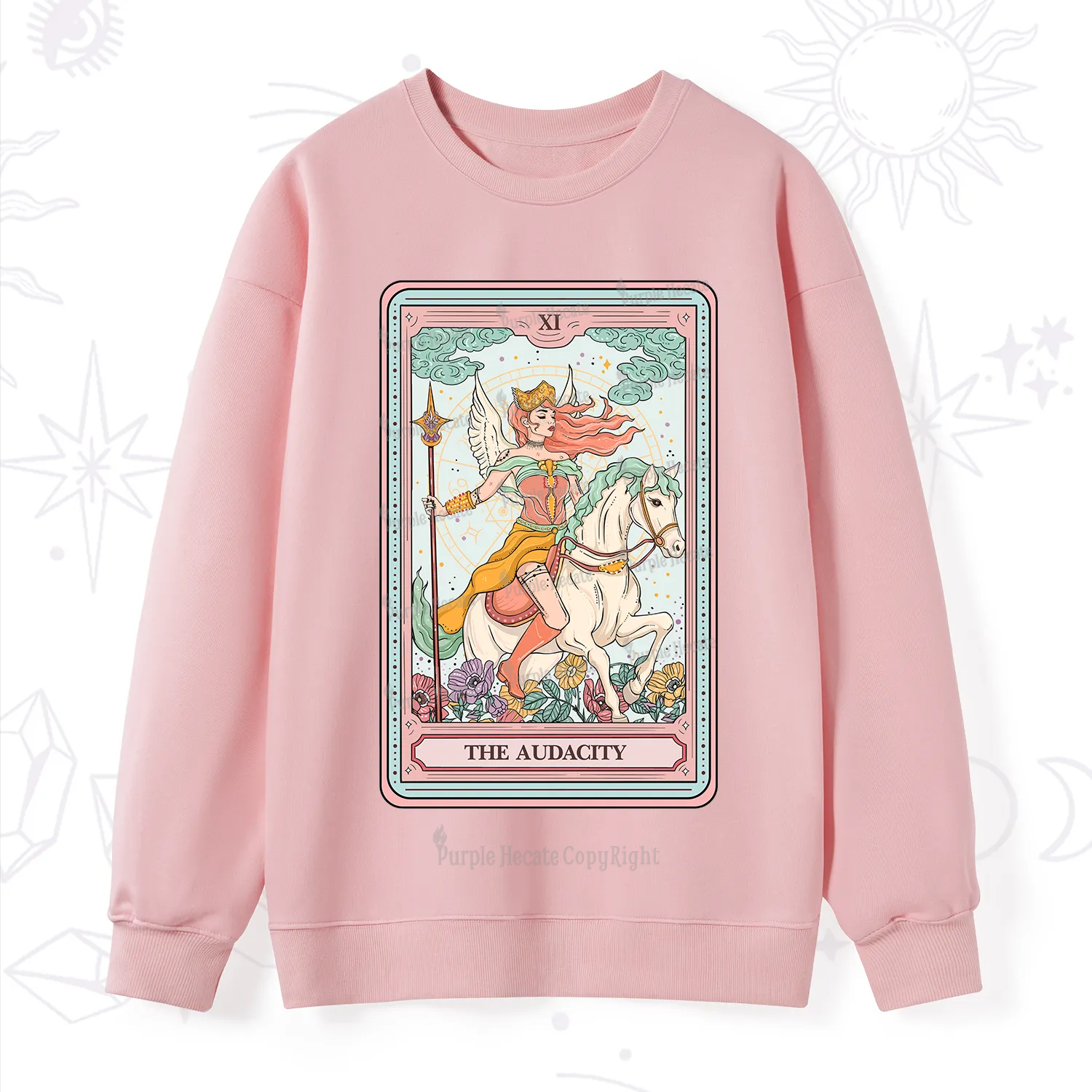 Purplehecate The Audacity Winged Goddess Tarot Card Sweatshirt