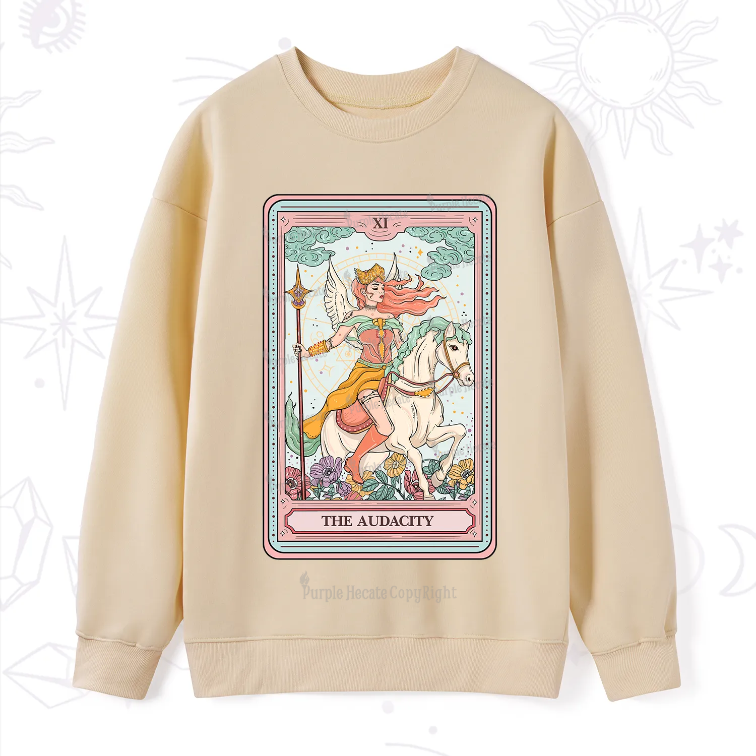 Purplehecate The Audacity Winged Goddess Tarot Card Sweatshirt