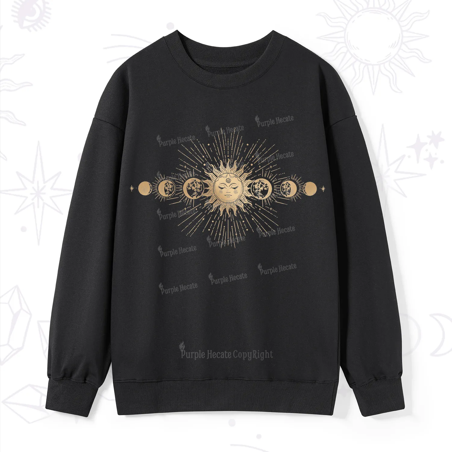 Purplehecate Mystical Moon And Sun Sweatshirt