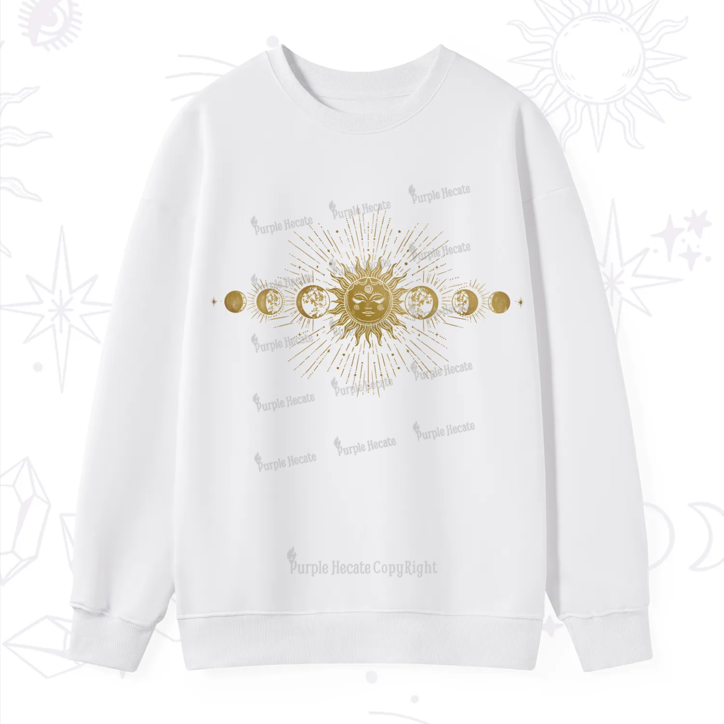 Purplehecate Mystical Moon And Sun Sweatshirt