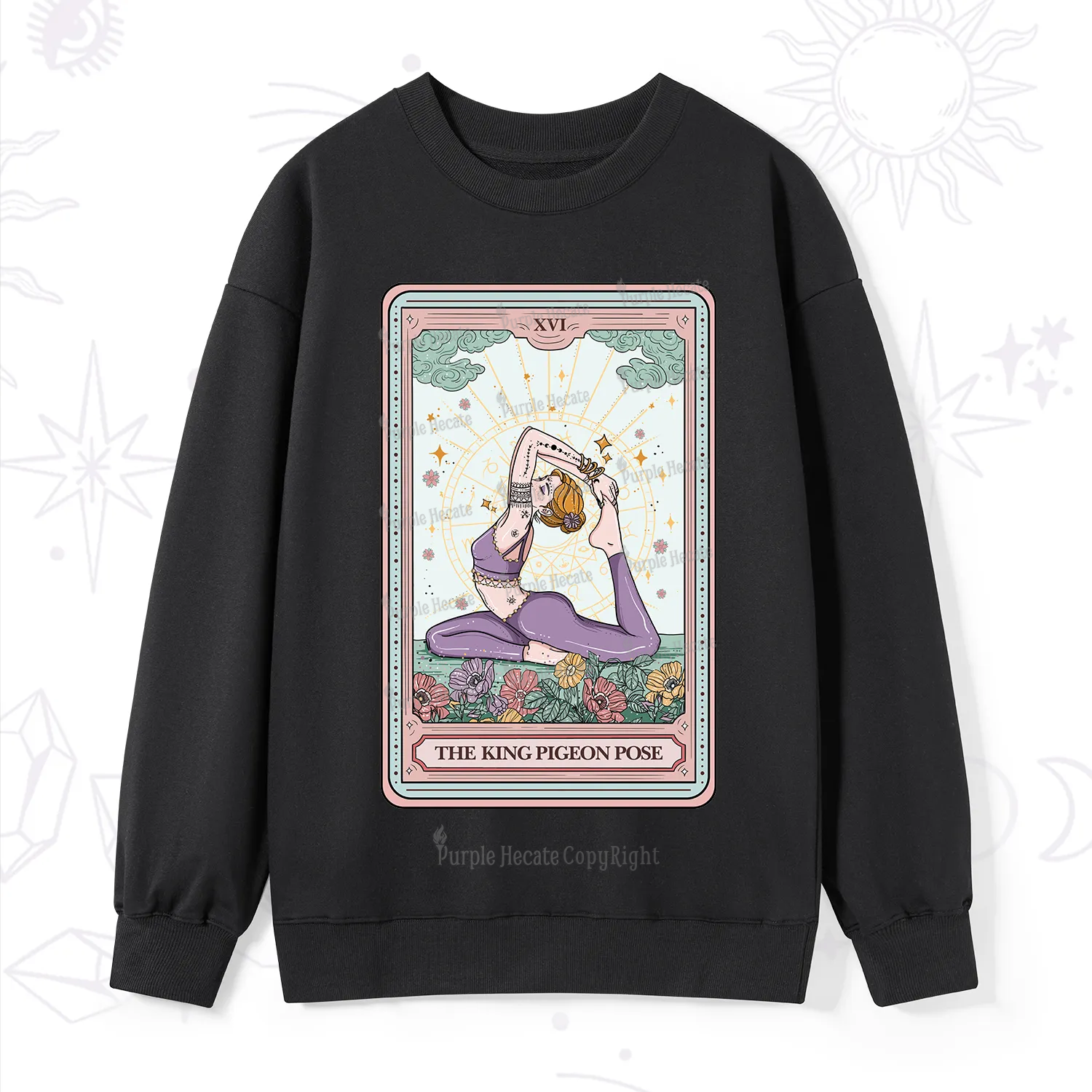 Purplehecate The King Pigeon Pose Tarot Card Sweatshirt