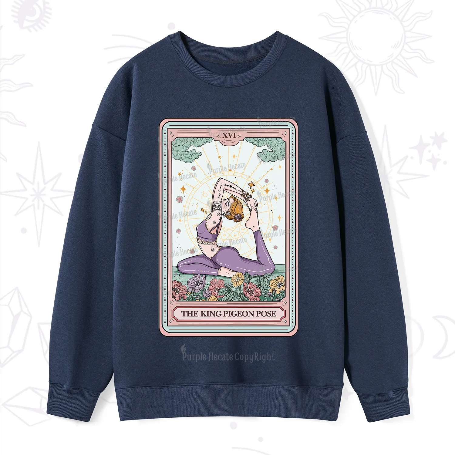 Purplehecate The King Pigeon Pose Tarot Card Sweatshirt