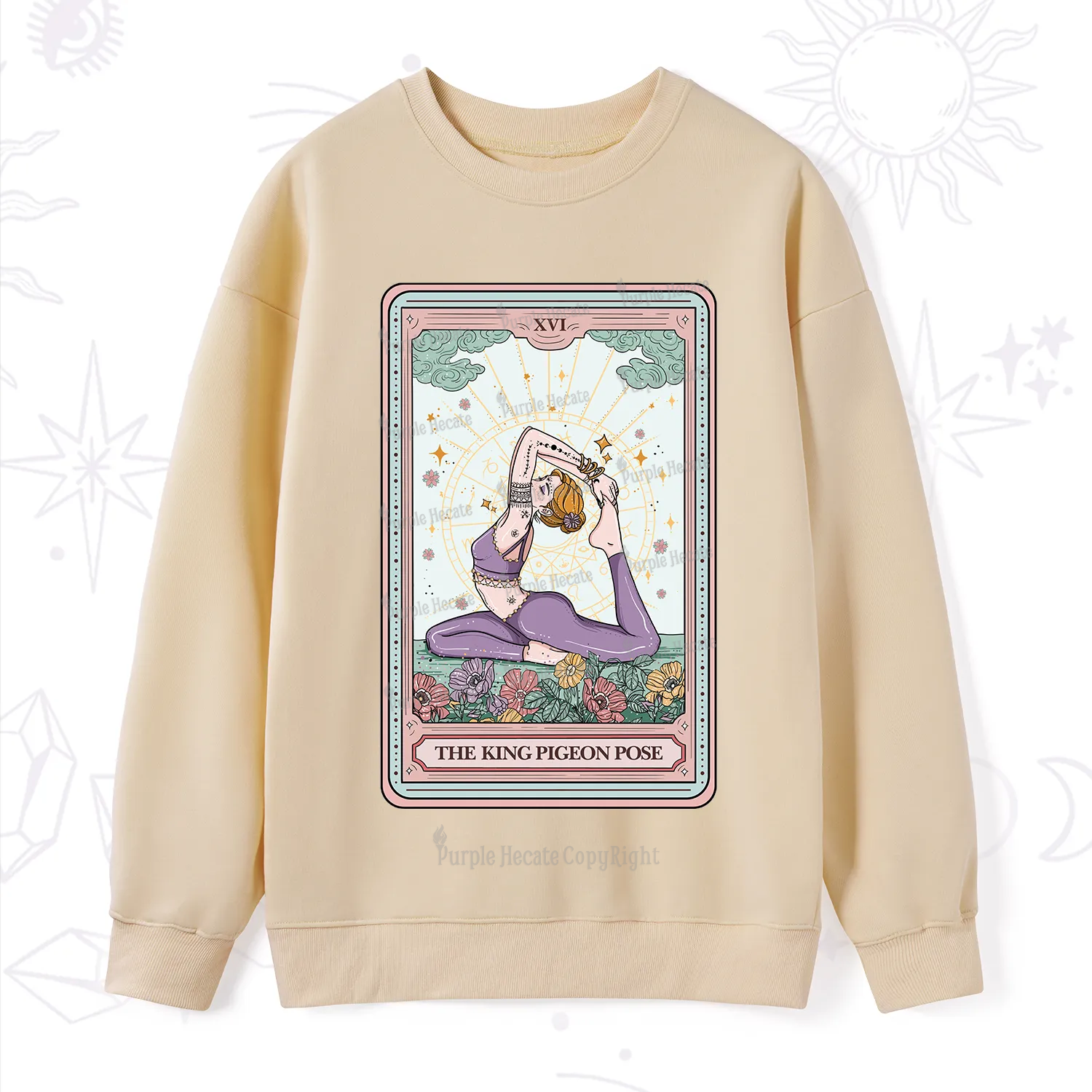 Purplehecate The King Pigeon Pose Tarot Card Sweatshirt