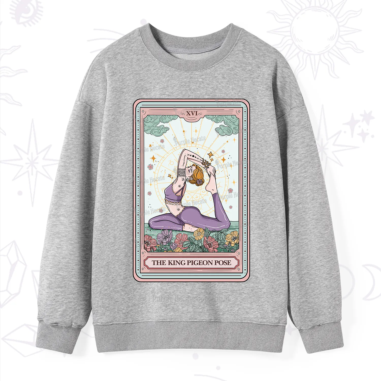 Purplehecate The King Pigeon Pose Tarot Card Sweatshirt