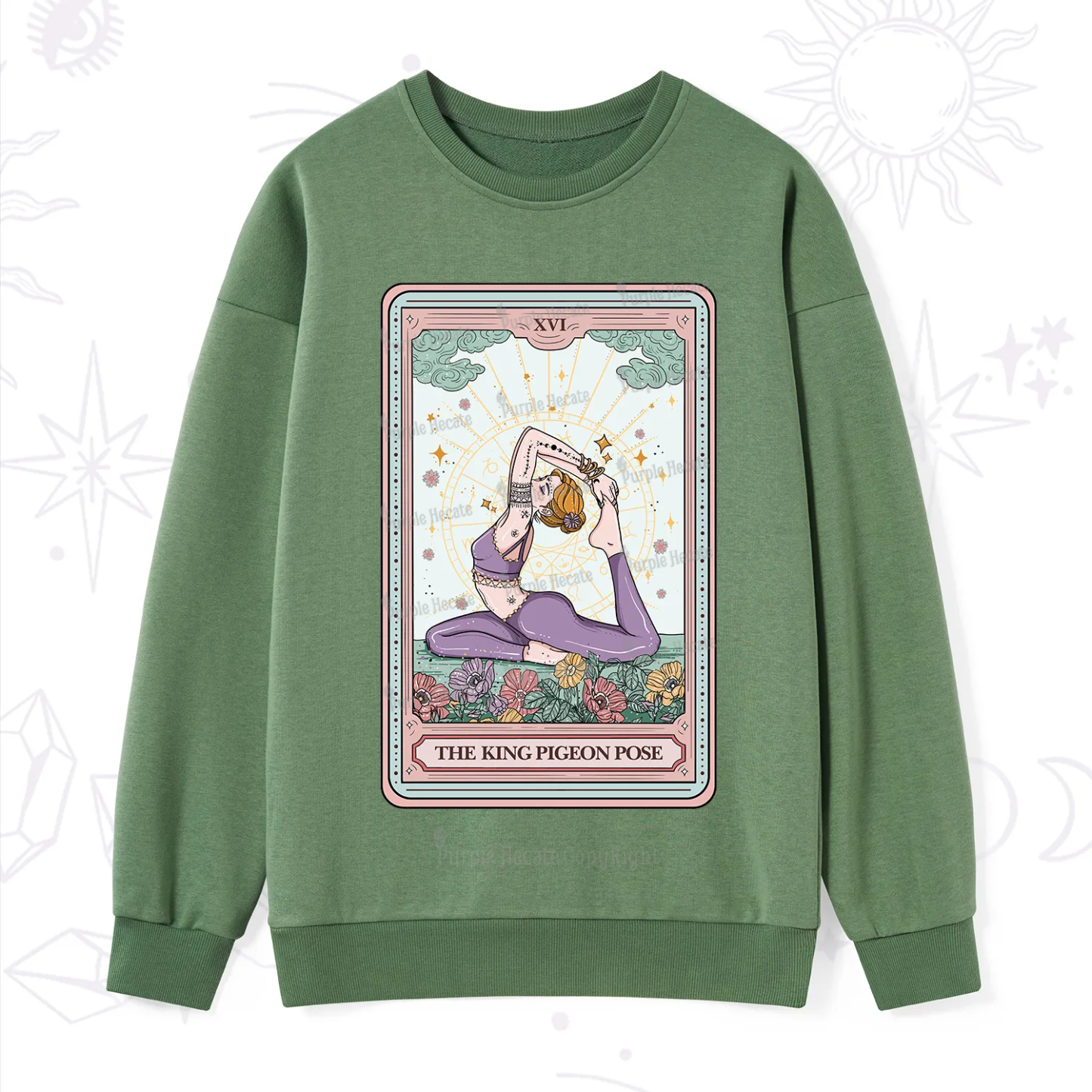 Purplehecate The King Pigeon Pose Tarot Card Sweatshirt