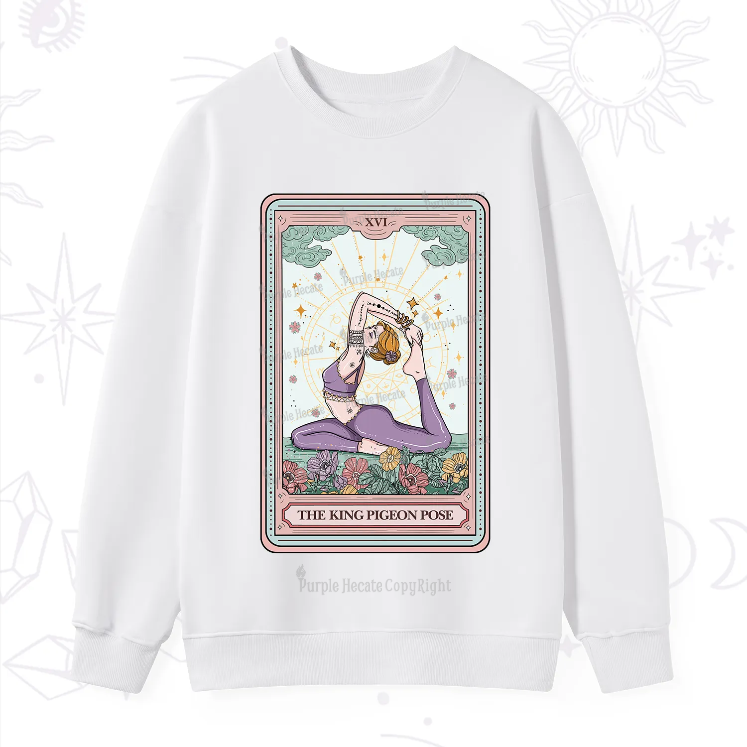 Purplehecate The King Pigeon Pose Tarot Card Sweatshirt