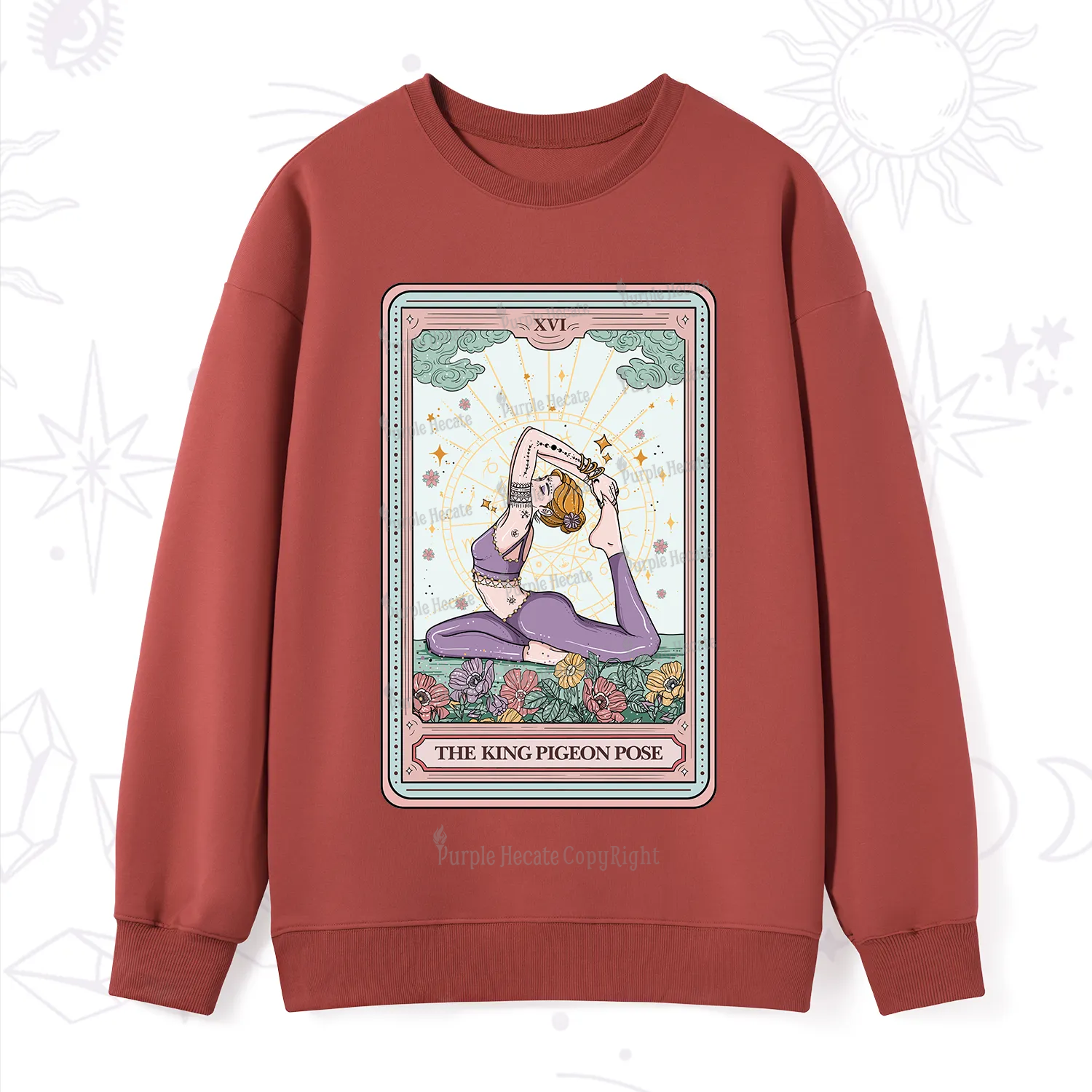 Purplehecate The King Pigeon Pose Tarot Card Sweatshirt