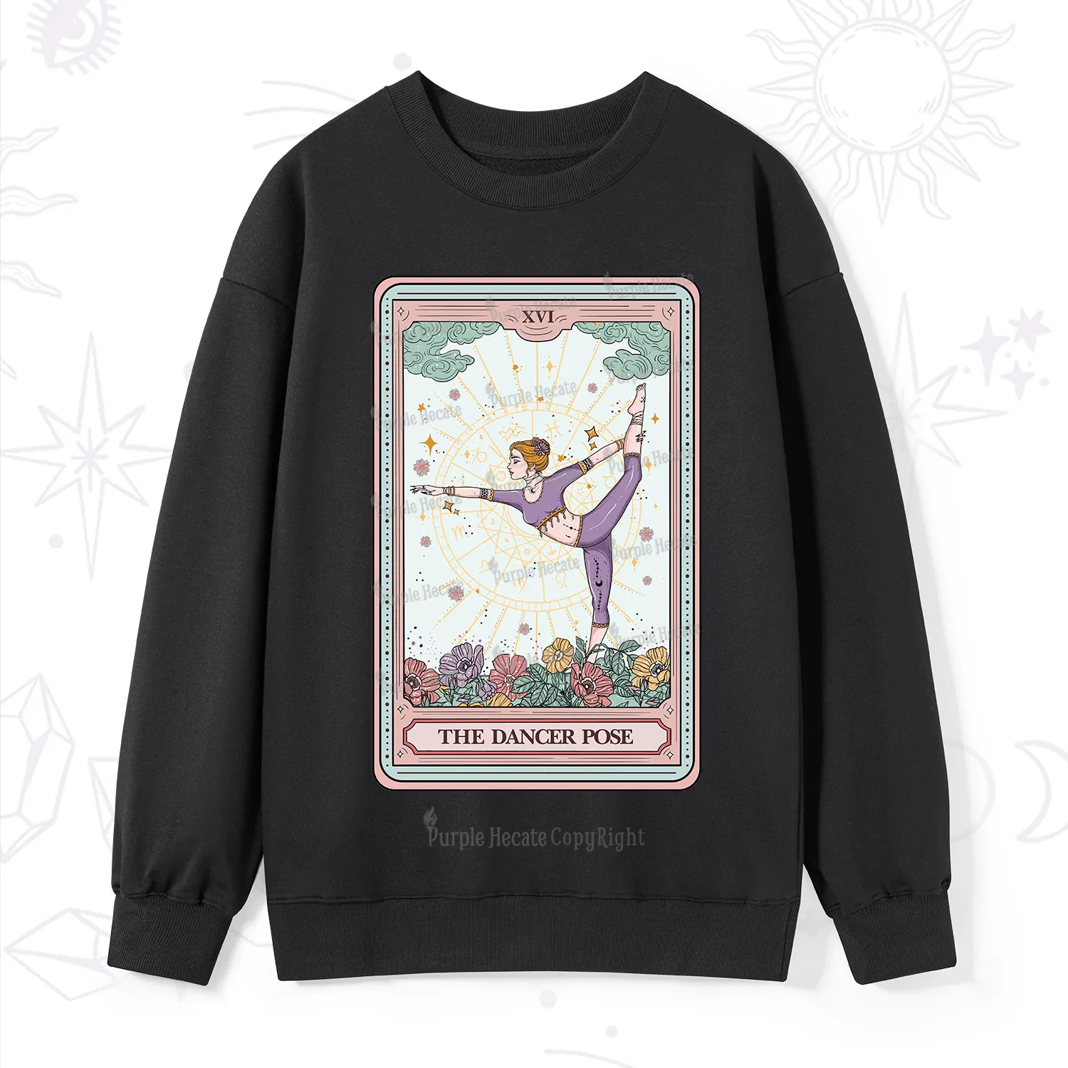 Purplehecate The Dancer Pose Tarot Card Sweatshirt