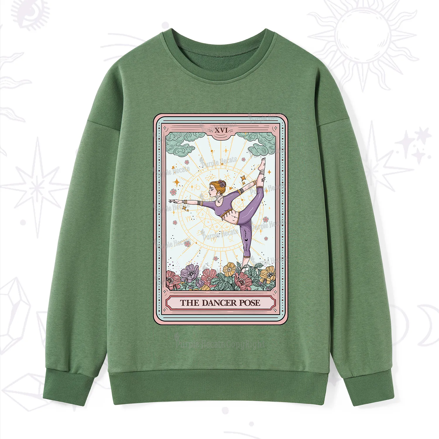 Purplehecate The Dancer Pose Tarot Card Sweatshirt