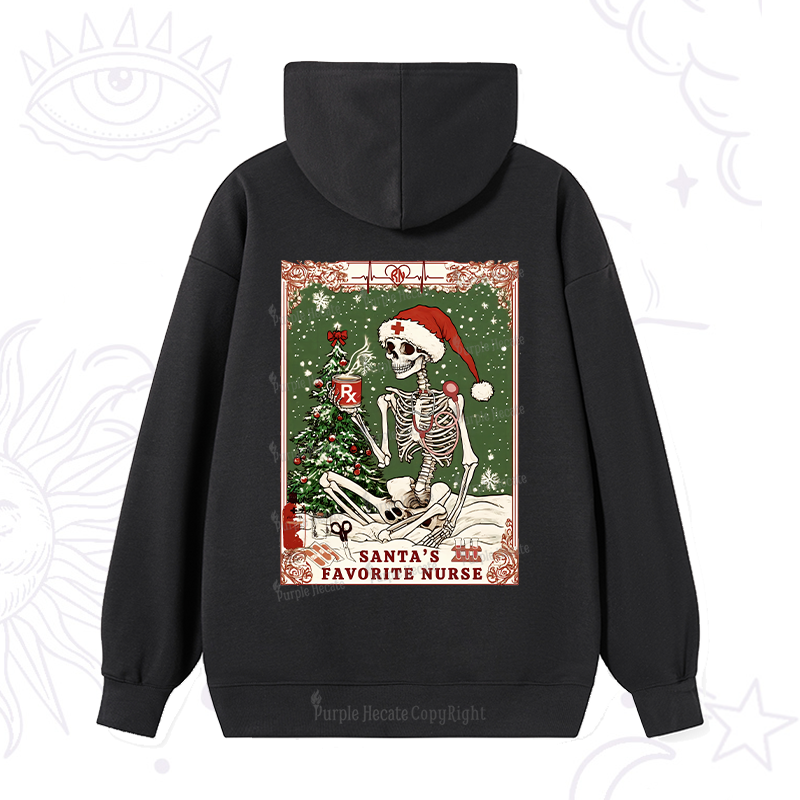 Purplehecate Christmas Santa's Favorite Nurse Tarot Hoodie