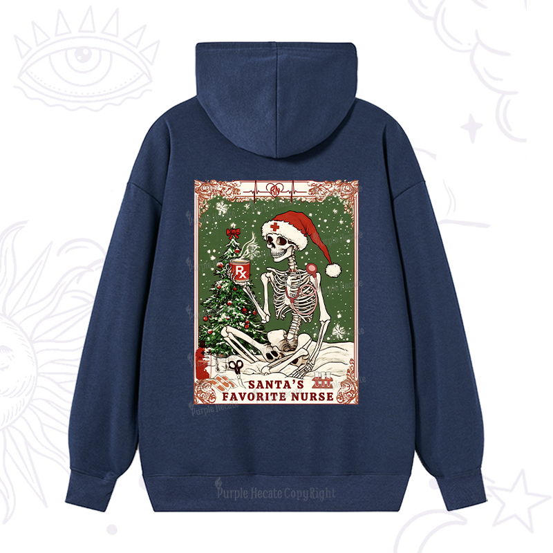 Purplehecate Christmas Santa's Favorite Nurse Tarot Hoodie