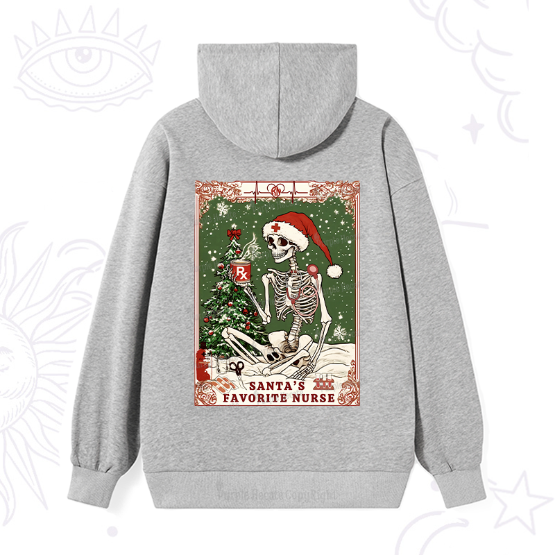 Purplehecate Christmas Santa's Favorite Nurse Tarot Hoodie