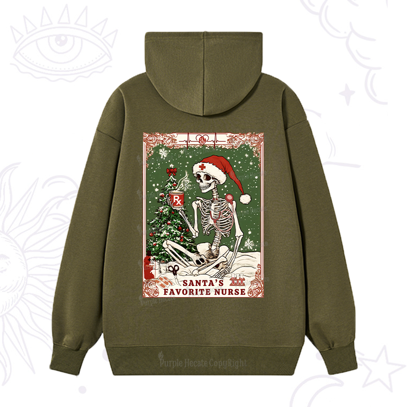 Purplehecate Christmas Santa's Favorite Nurse Tarot Hoodie
