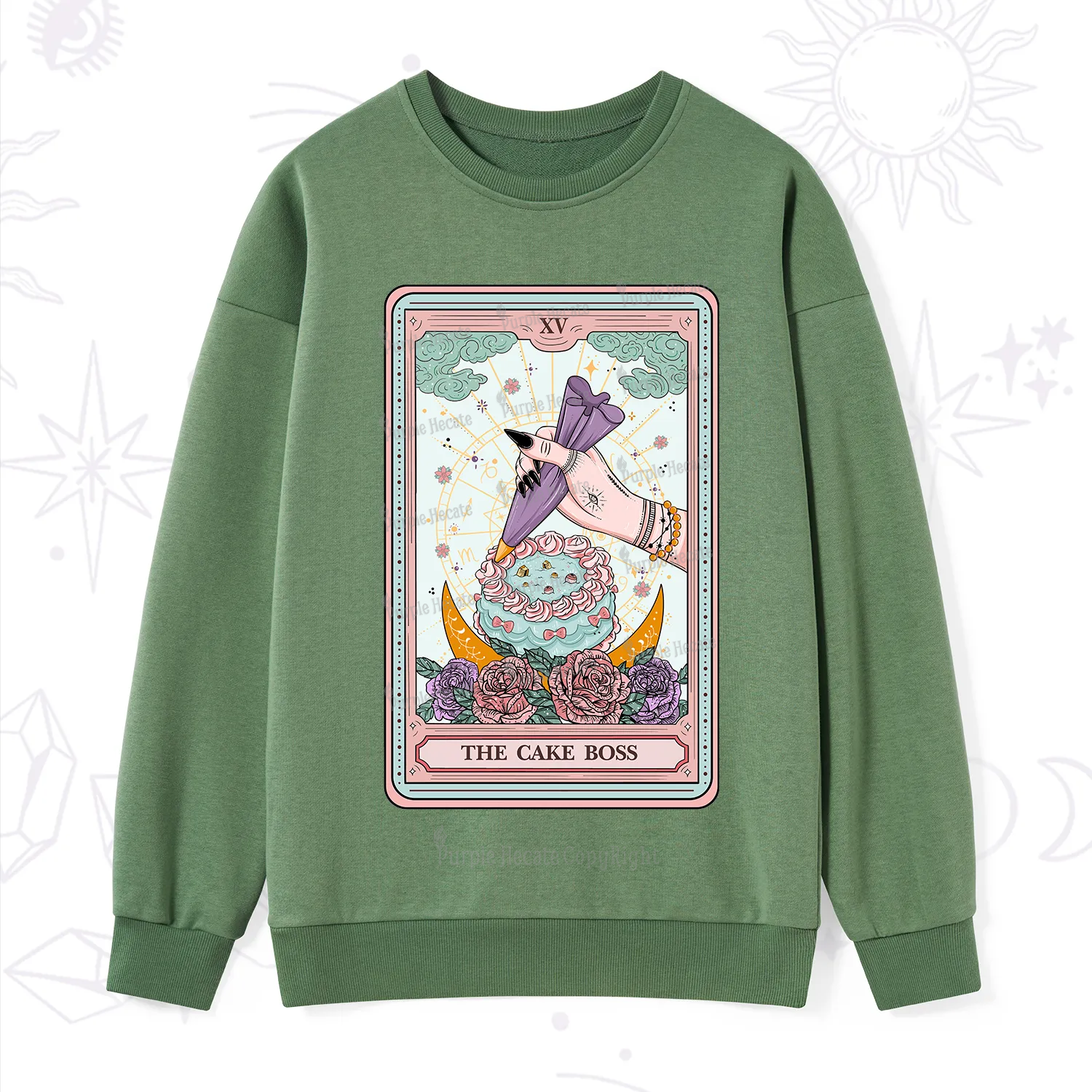 Purplehecate The Cake Boss Tarot Card Sweatshirt
