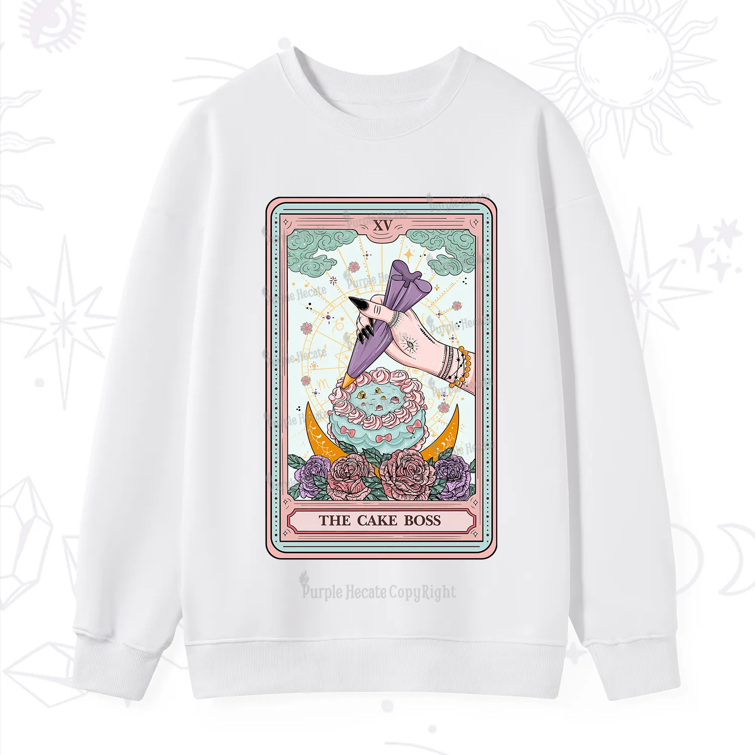 Purplehecate The Cake Boss Tarot Card Sweatshirt