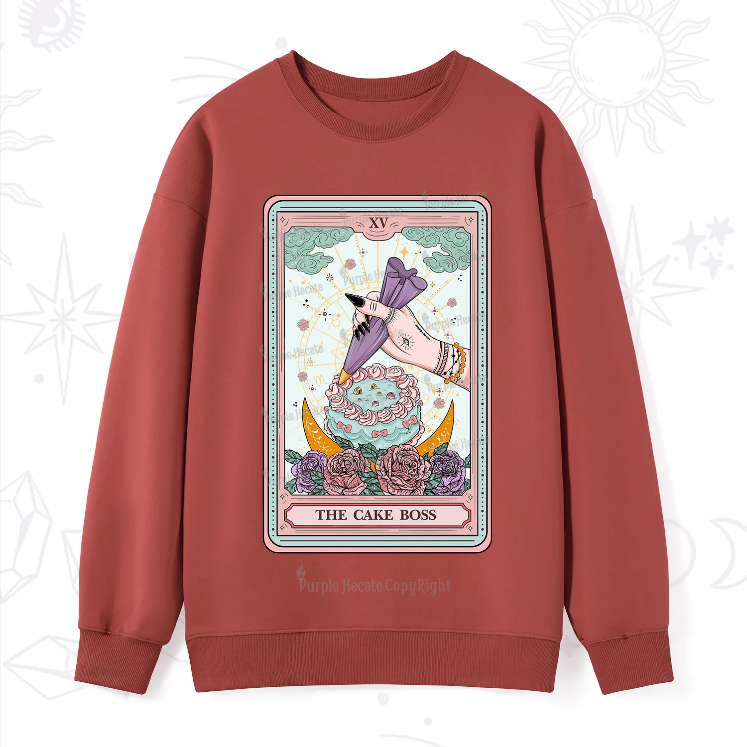 Purplehecate The Cake Boss Tarot Card Sweatshirt