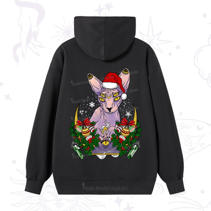 Purplehecate Christmas Moon Phase Cat Hoodie