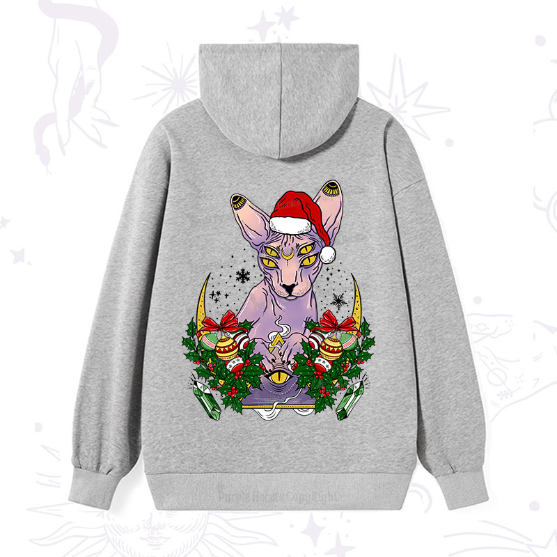 Purplehecate Christmas Moon Phase Cat Hoodie