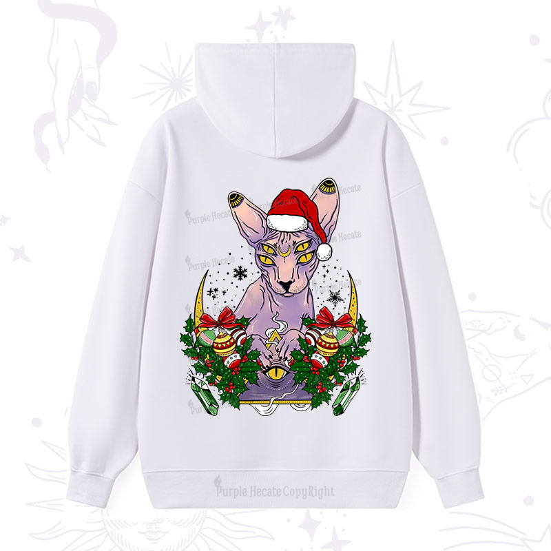 Purplehecate Christmas Moon Phase Cat Hoodie