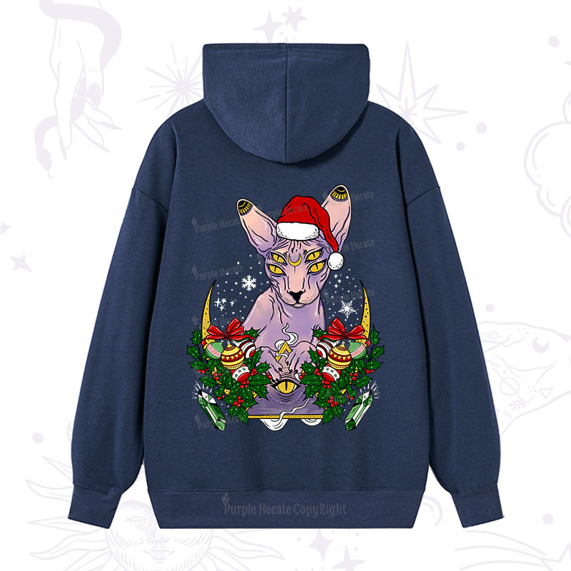 Purplehecate Christmas Moon Phase Cat Hoodie