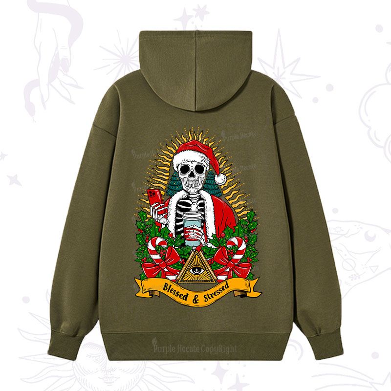 Purplehecate Christmas Blessed And Stressed Hoodie