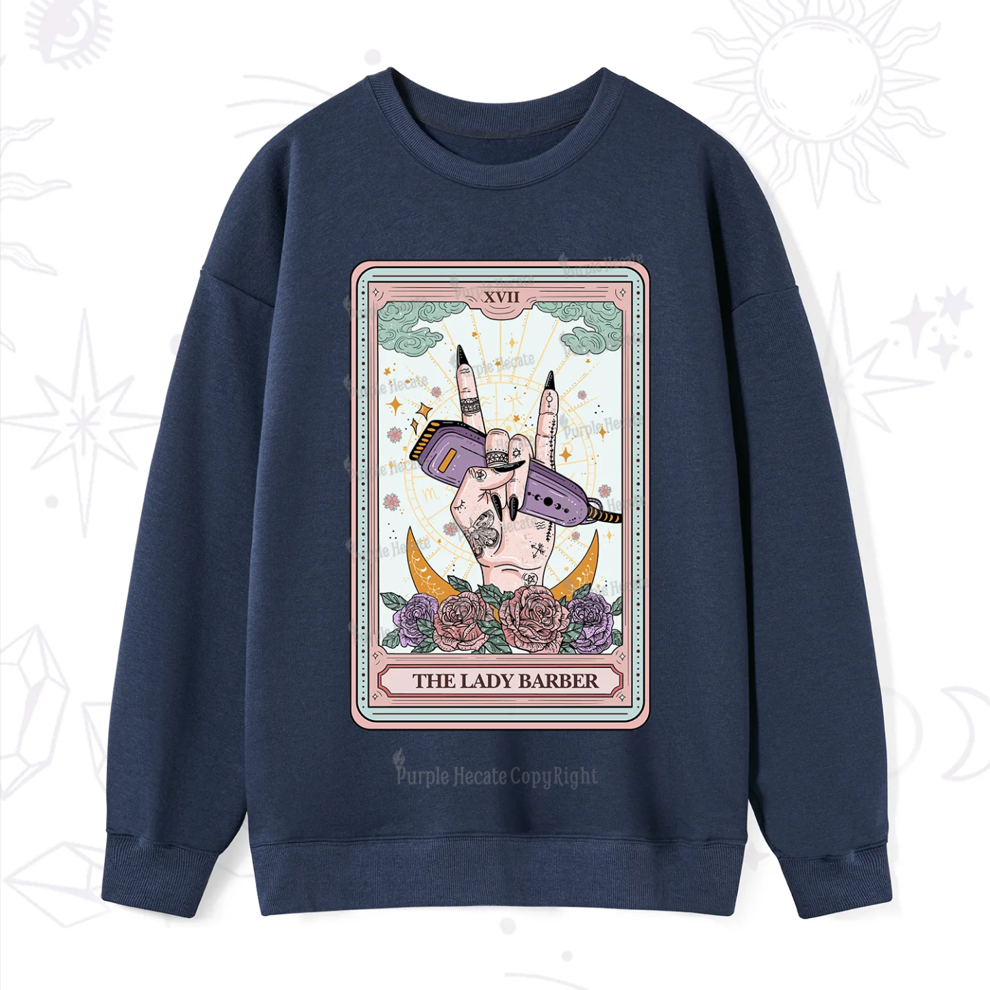 Purplehecate The Lady Barber Tarot Card Sweatshirt