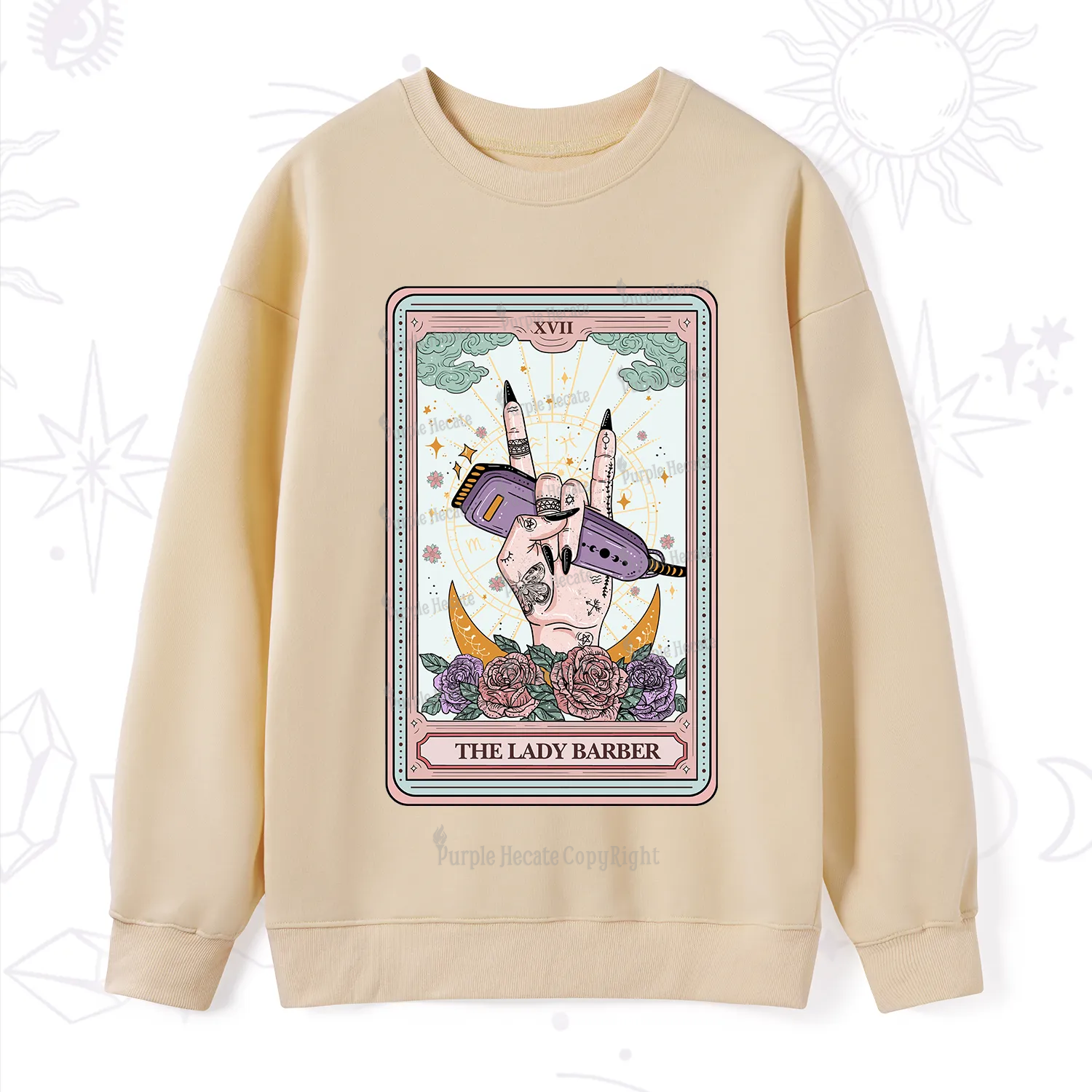 Purplehecate The Lady Barber Tarot Card Sweatshirt