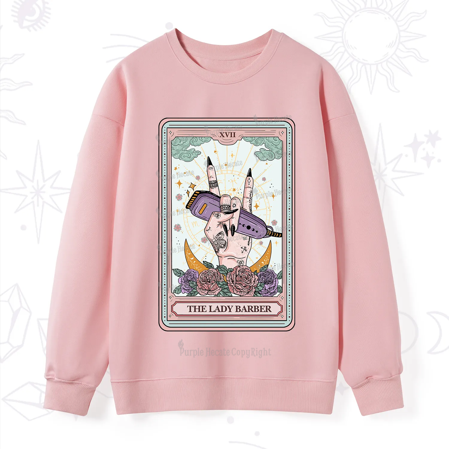 Purplehecate The Lady Barber Tarot Card Sweatshirt