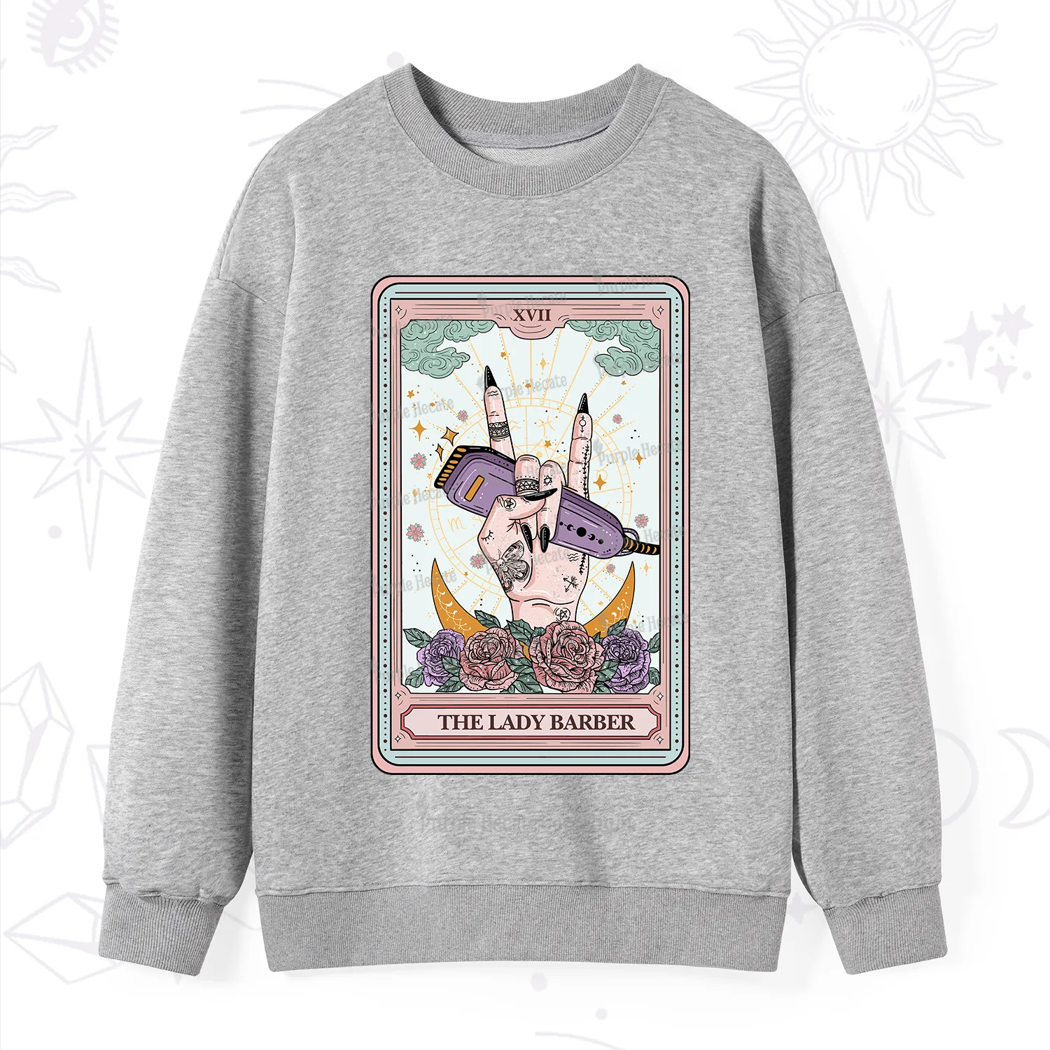 Purplehecate The Lady Barber Tarot Card Sweatshirt