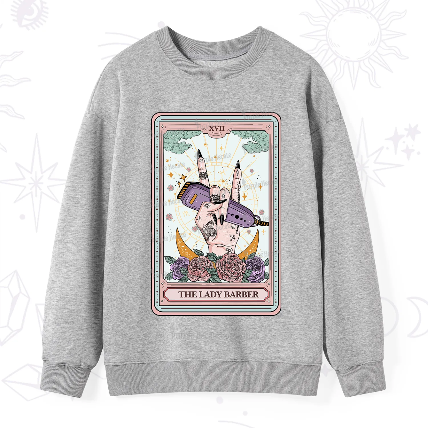 Purplehecate The Lady Barber Tarot Card Sweatshirt