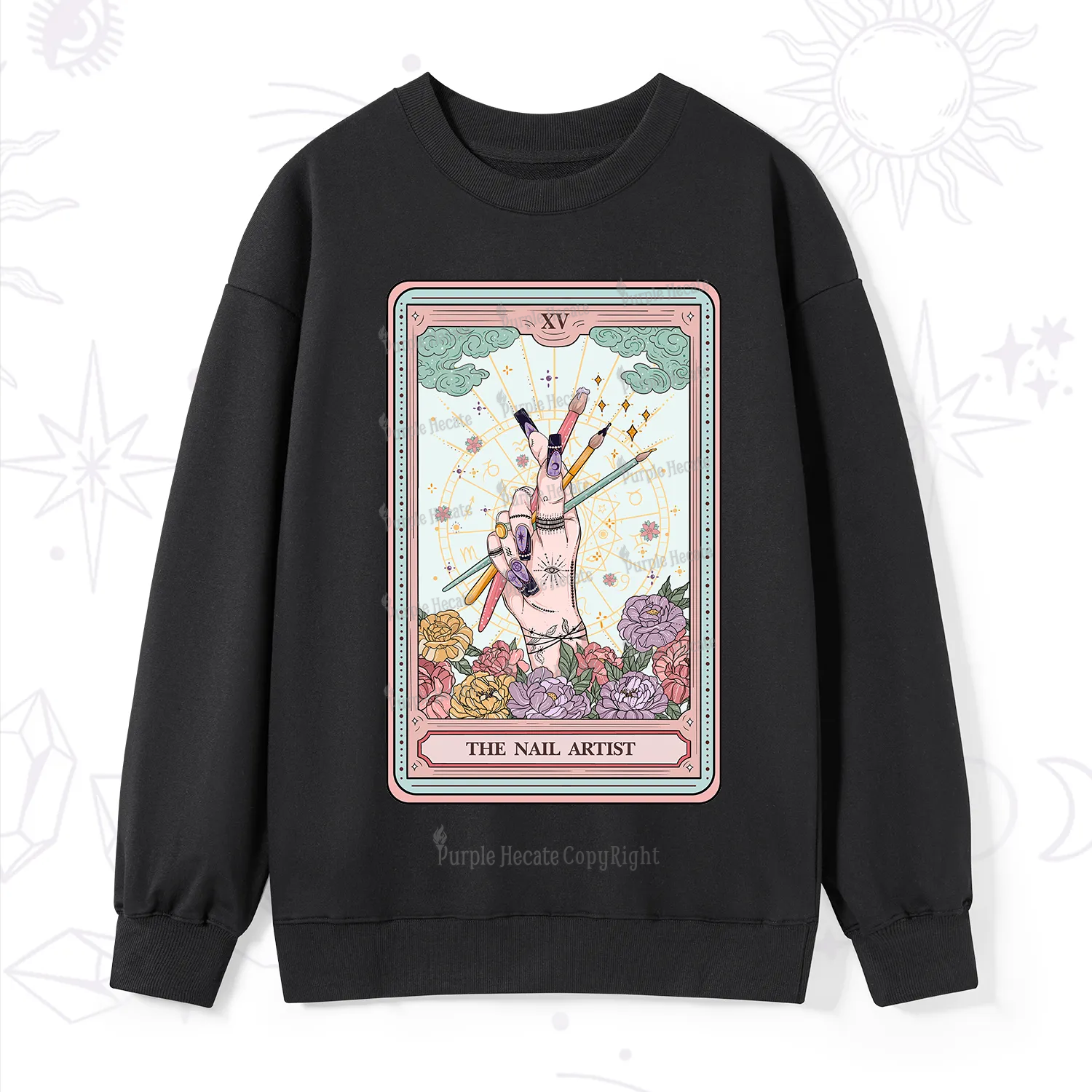 Purplehecate The Enchanted Nail Artist Tarot Card Sweatshirt