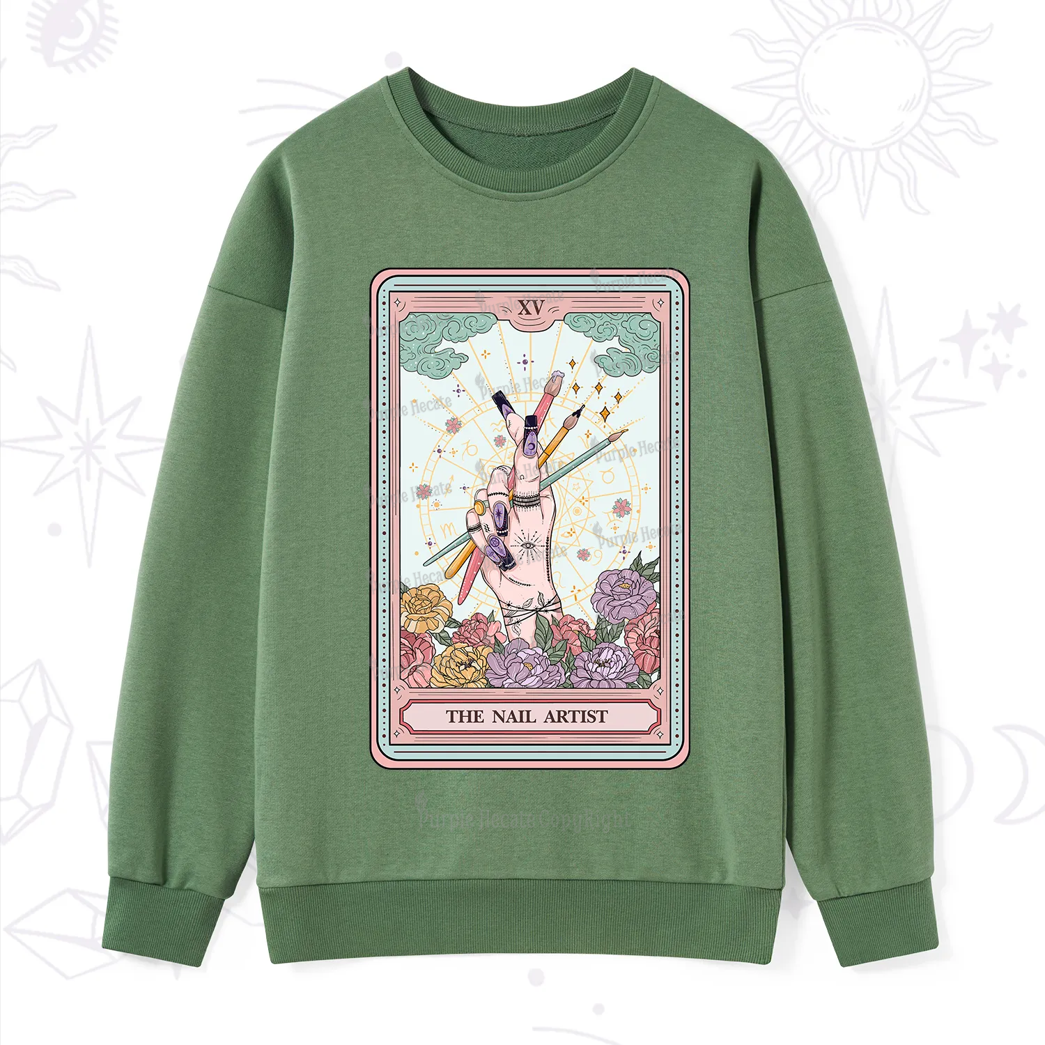 Purplehecate The Enchanted Nail Artist Tarot Card Sweatshirt