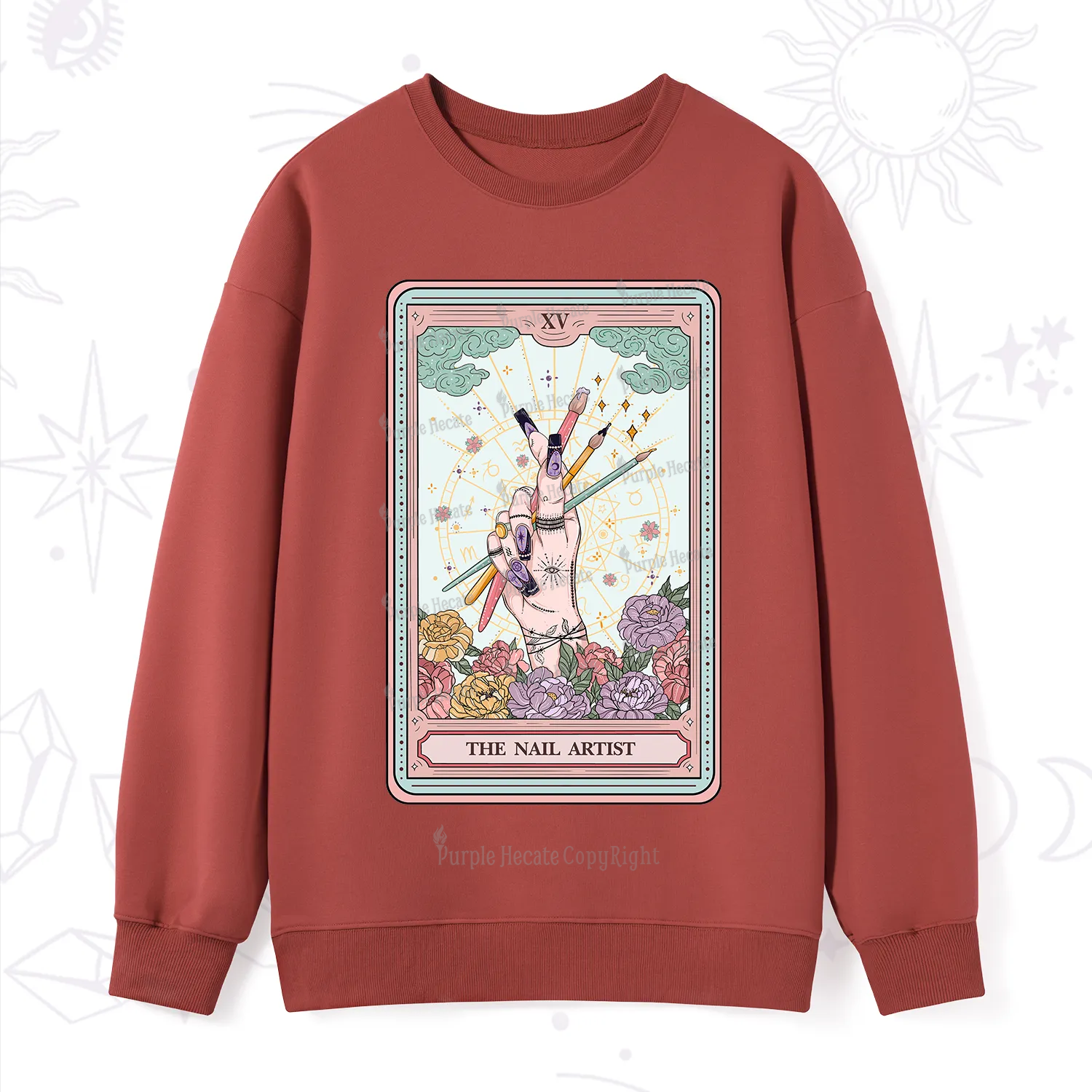 Purplehecate The Enchanted Nail Artist Tarot Card Sweatshirt