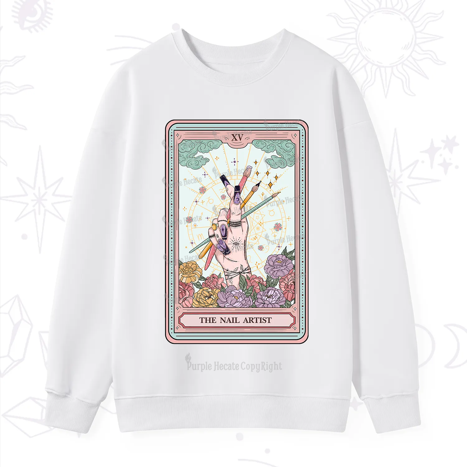Purplehecate The Enchanted Nail Artist Tarot Card Sweatshirt