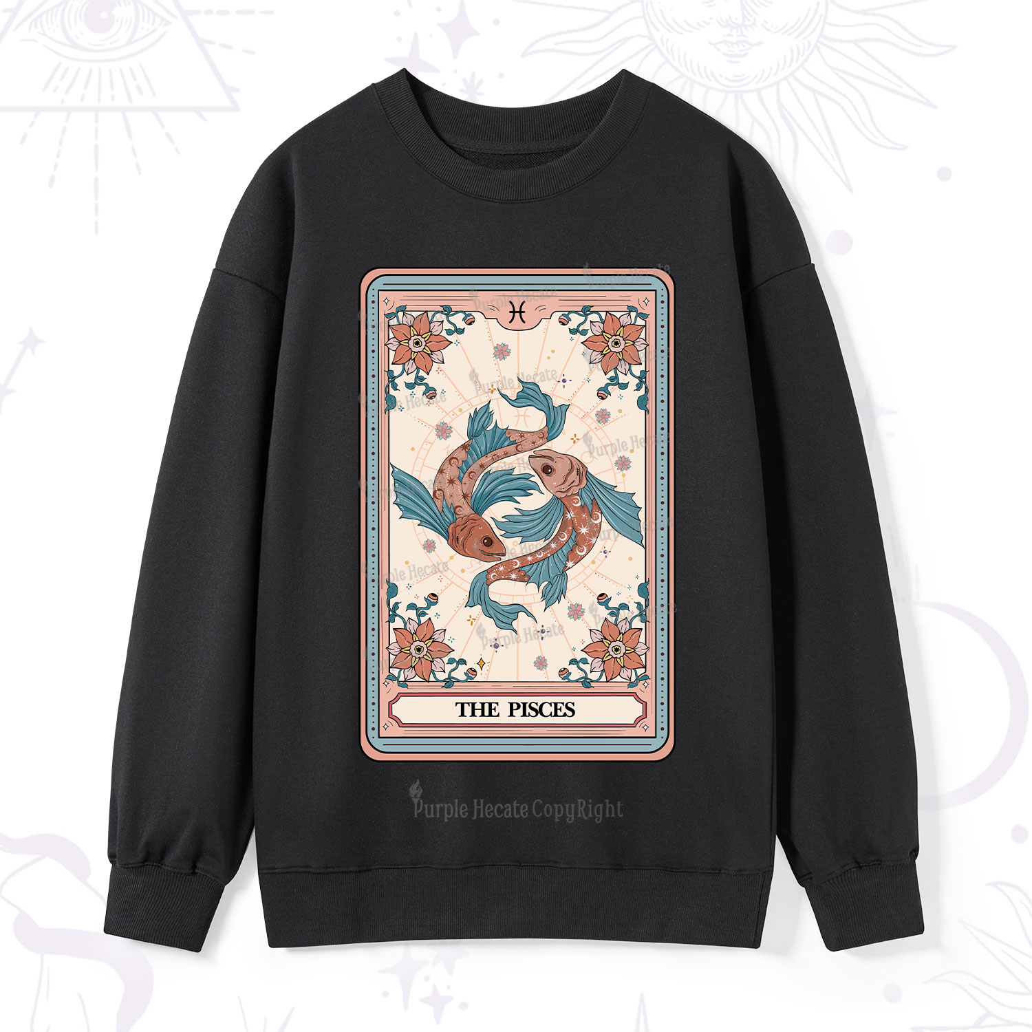 Purplehecate The Pisces Tarot Card Sweatshirt
