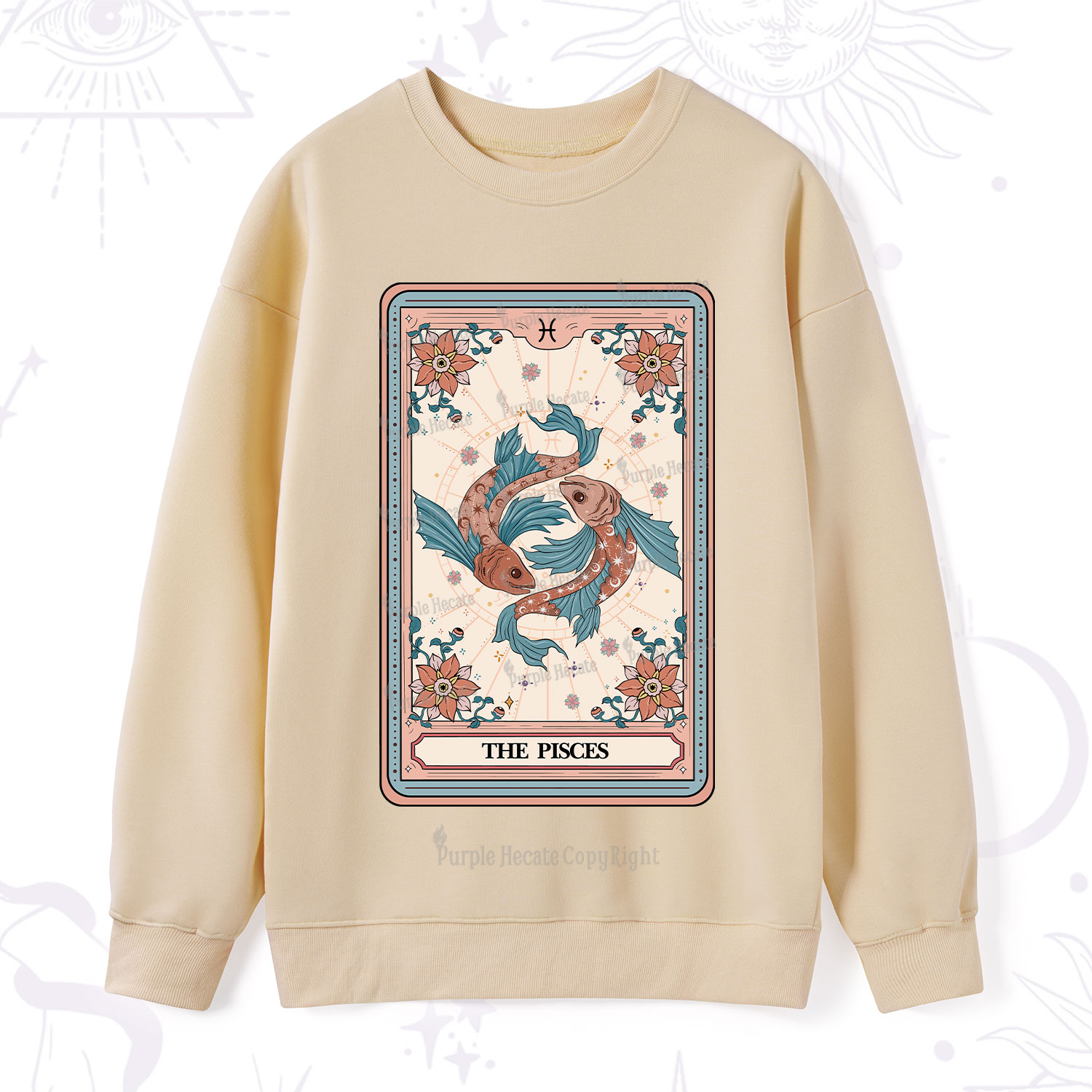 Purplehecate The Pisces Tarot Card Sweatshirt