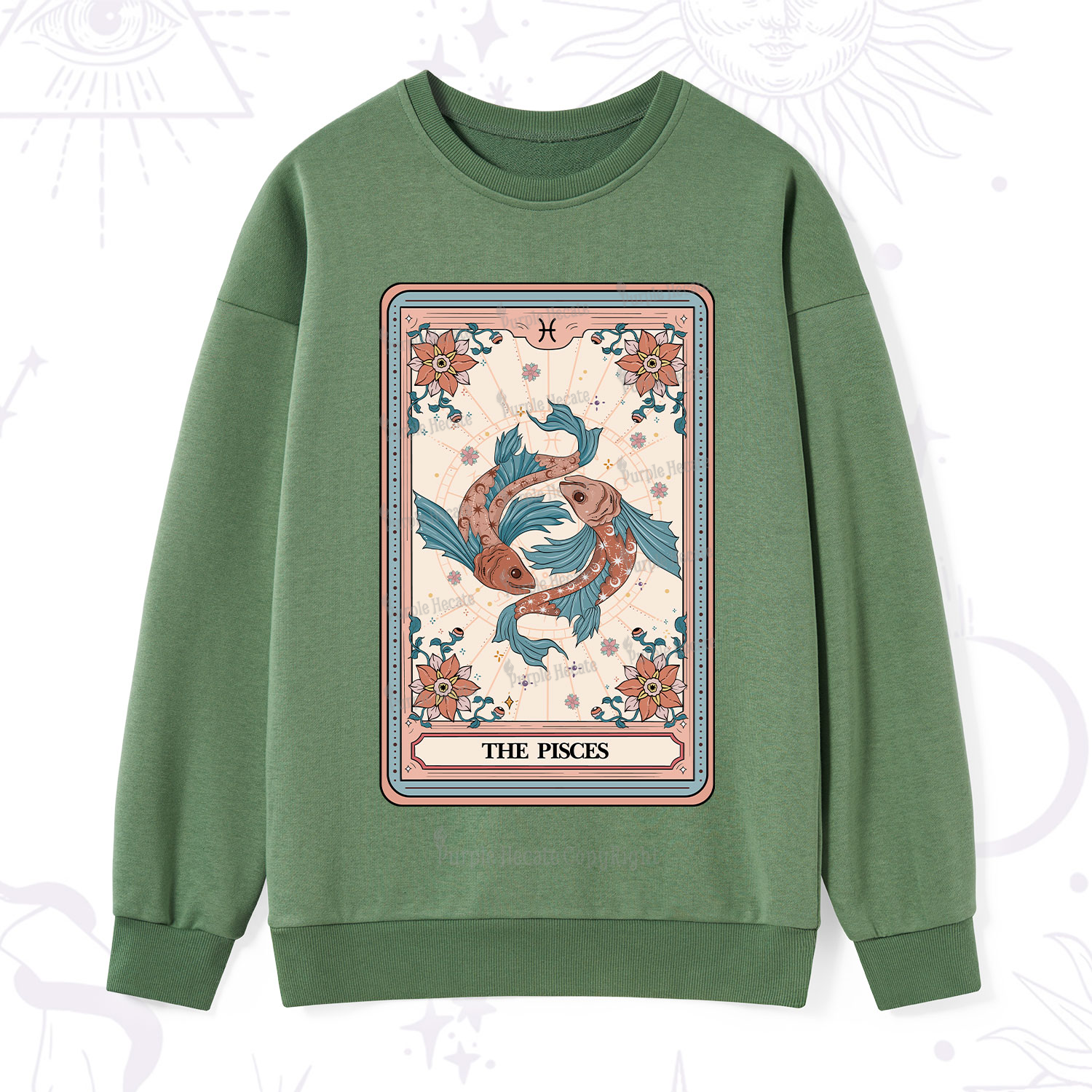 Purplehecate The Pisces Tarot Card Sweatshirt