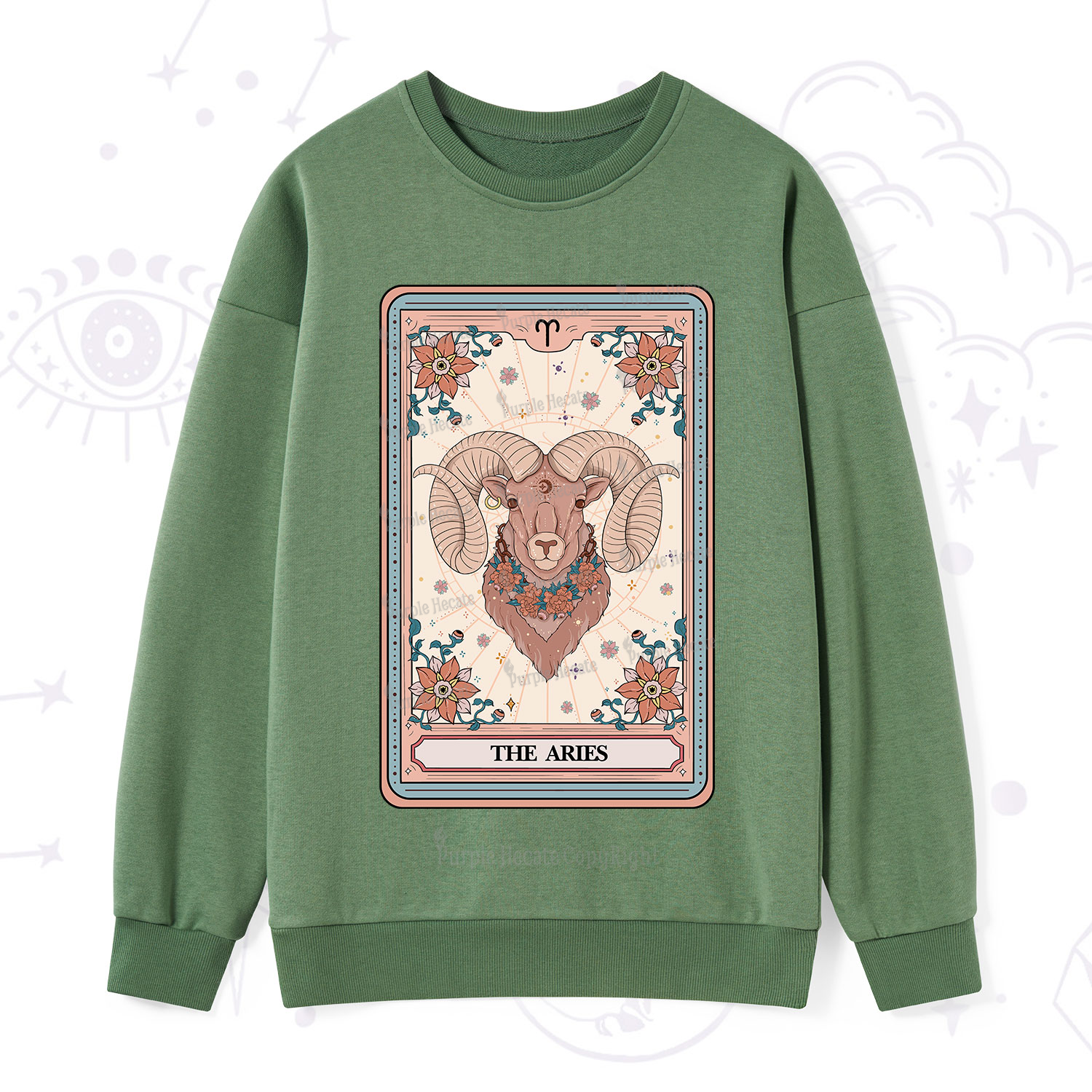 Purplehecate The Aries Tarot Card Sweatshirt