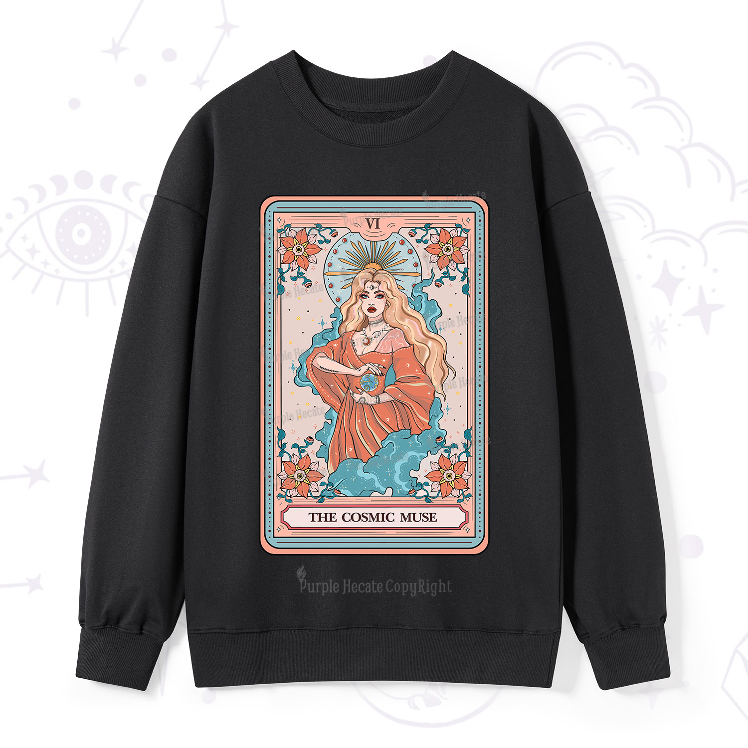 Purplehecate The Cosmic Muse Tarot Card Sweatshirt