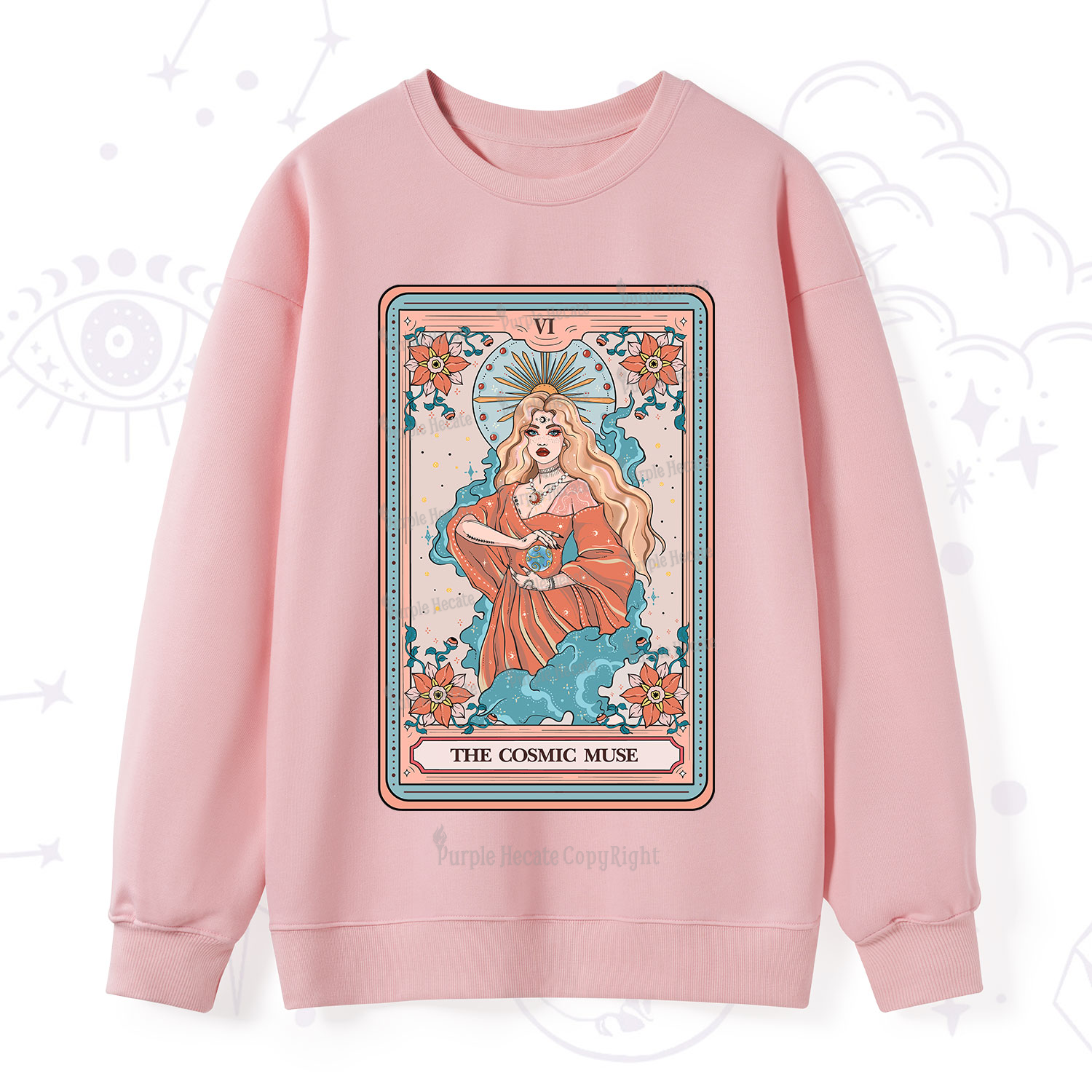 Purplehecate The Cosmic Muse Tarot Card Sweatshirt