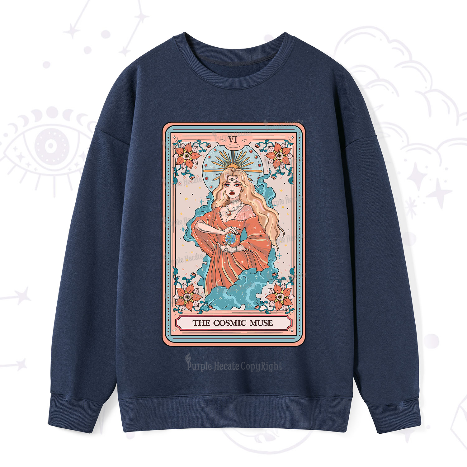 Purplehecate The Cosmic Muse Tarot Card Sweatshirt