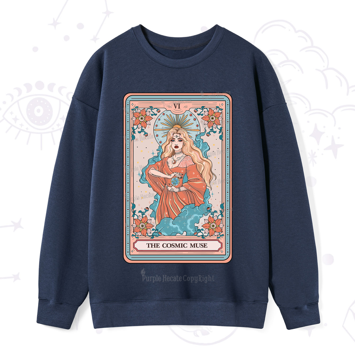 Purplehecate The Cosmic Muse Tarot Card Sweatshirt