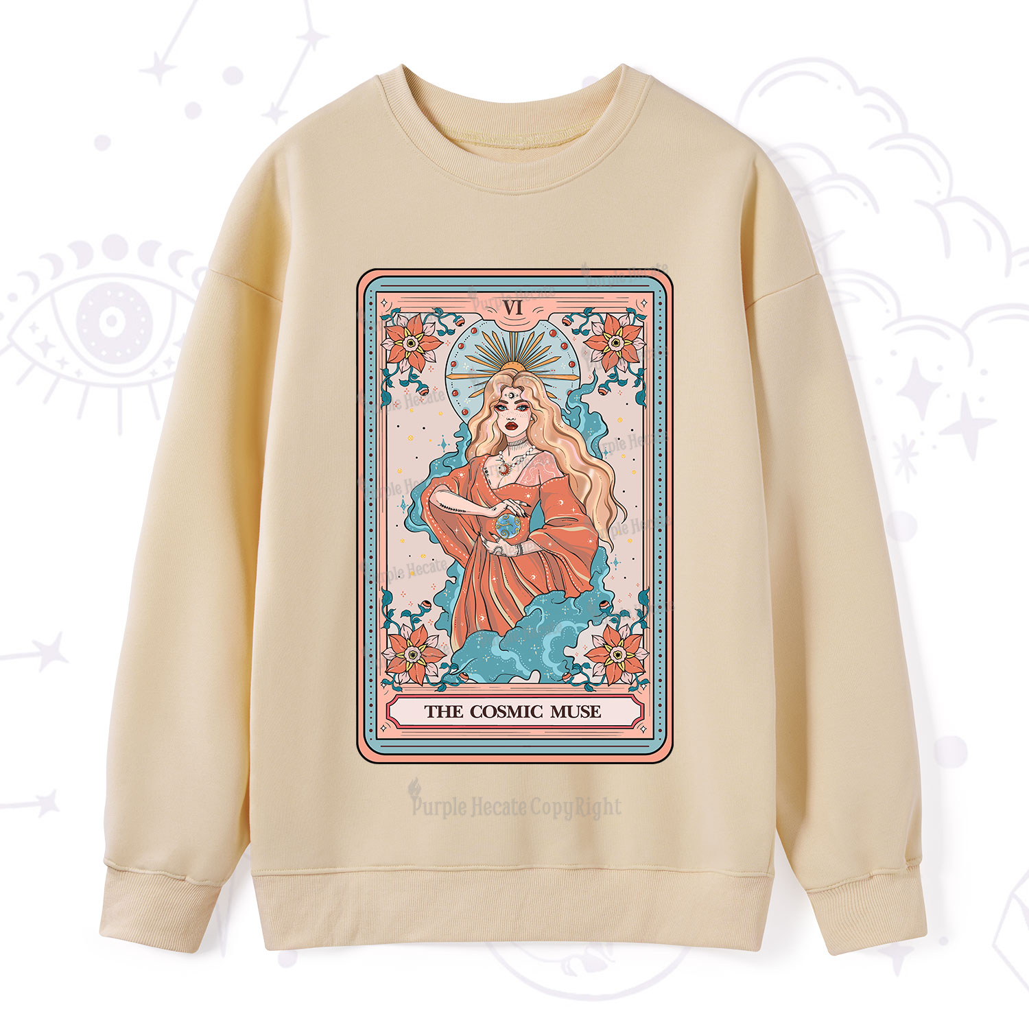 Purplehecate The Cosmic Muse Tarot Card Sweatshirt
