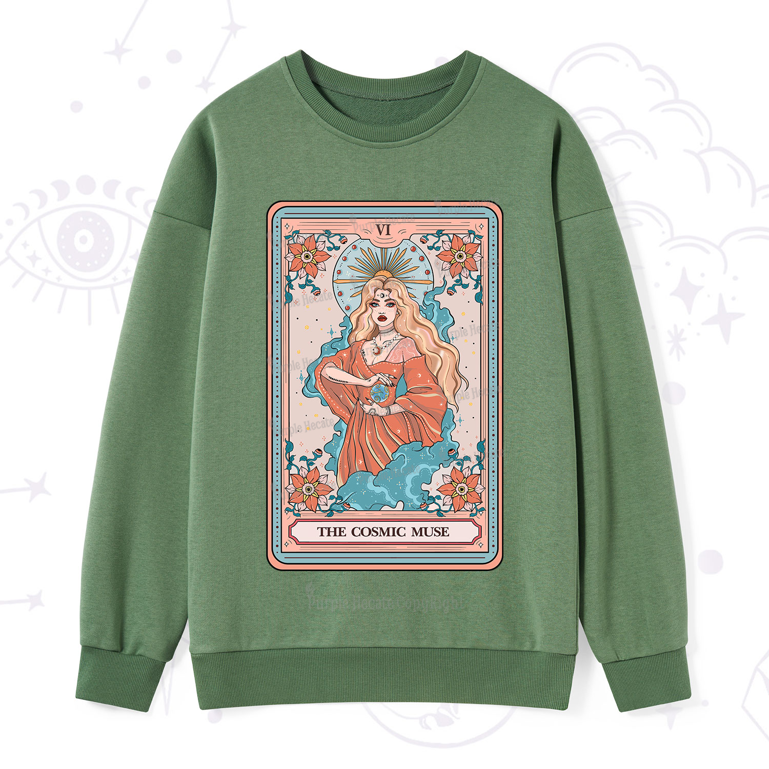 Purplehecate The Cosmic Muse Tarot Card Sweatshirt