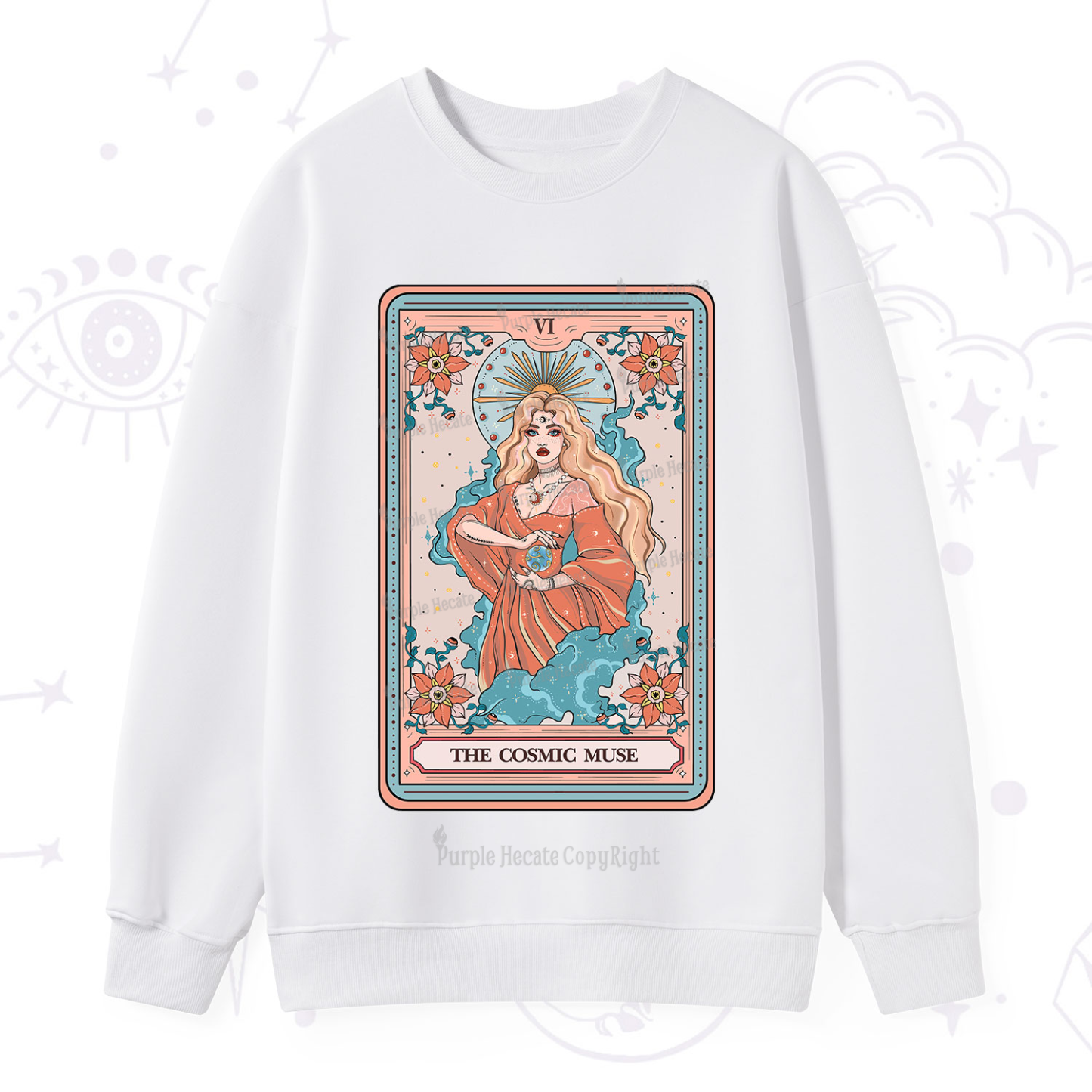 Purplehecate The Cosmic Muse Tarot Card Sweatshirt