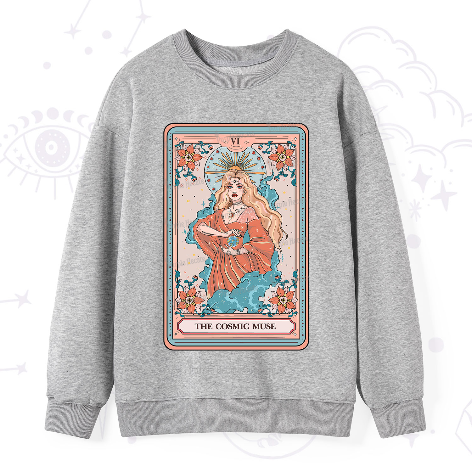 Purplehecate The Cosmic Muse Tarot Card Sweatshirt