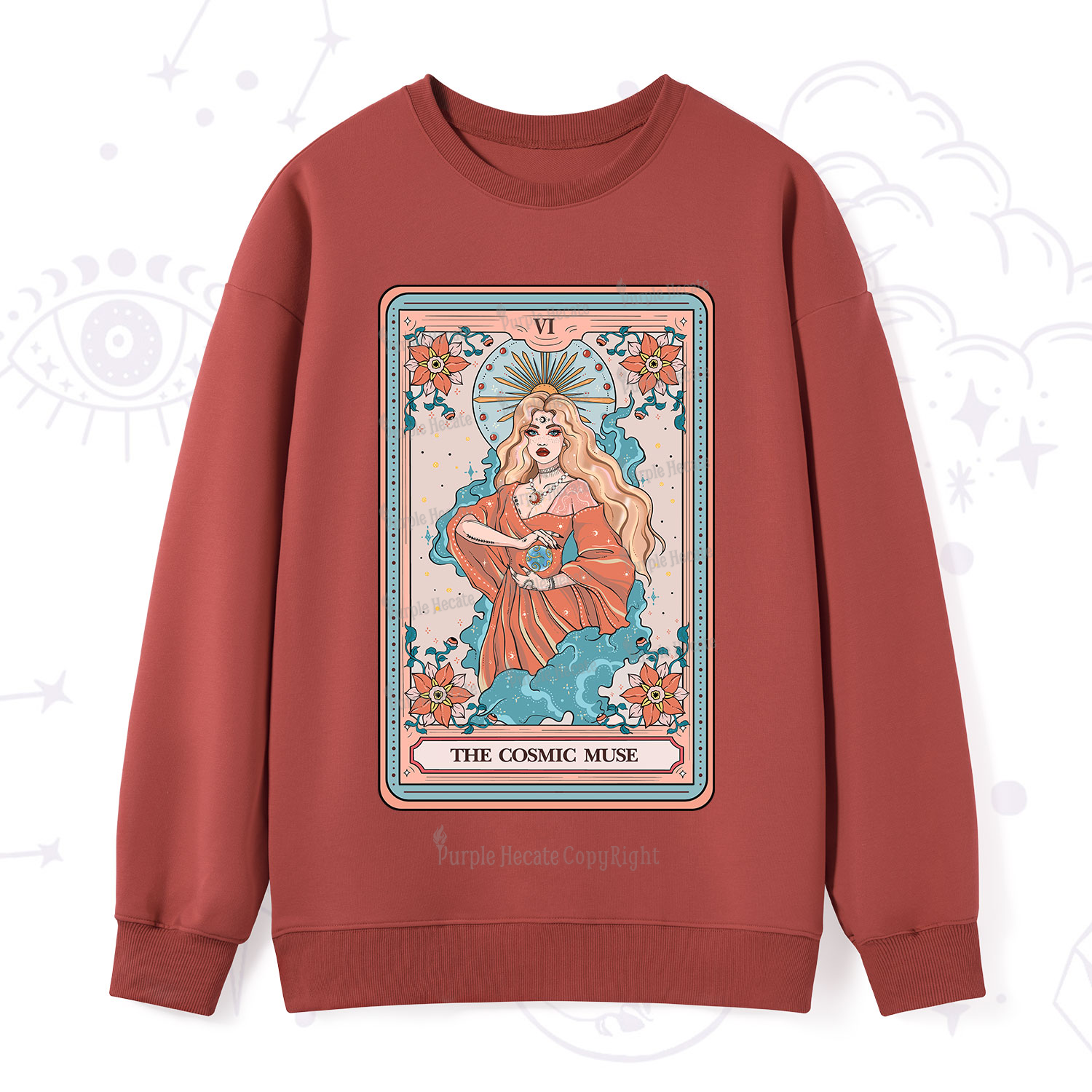 Purplehecate The Cosmic Muse Tarot Card Sweatshirt