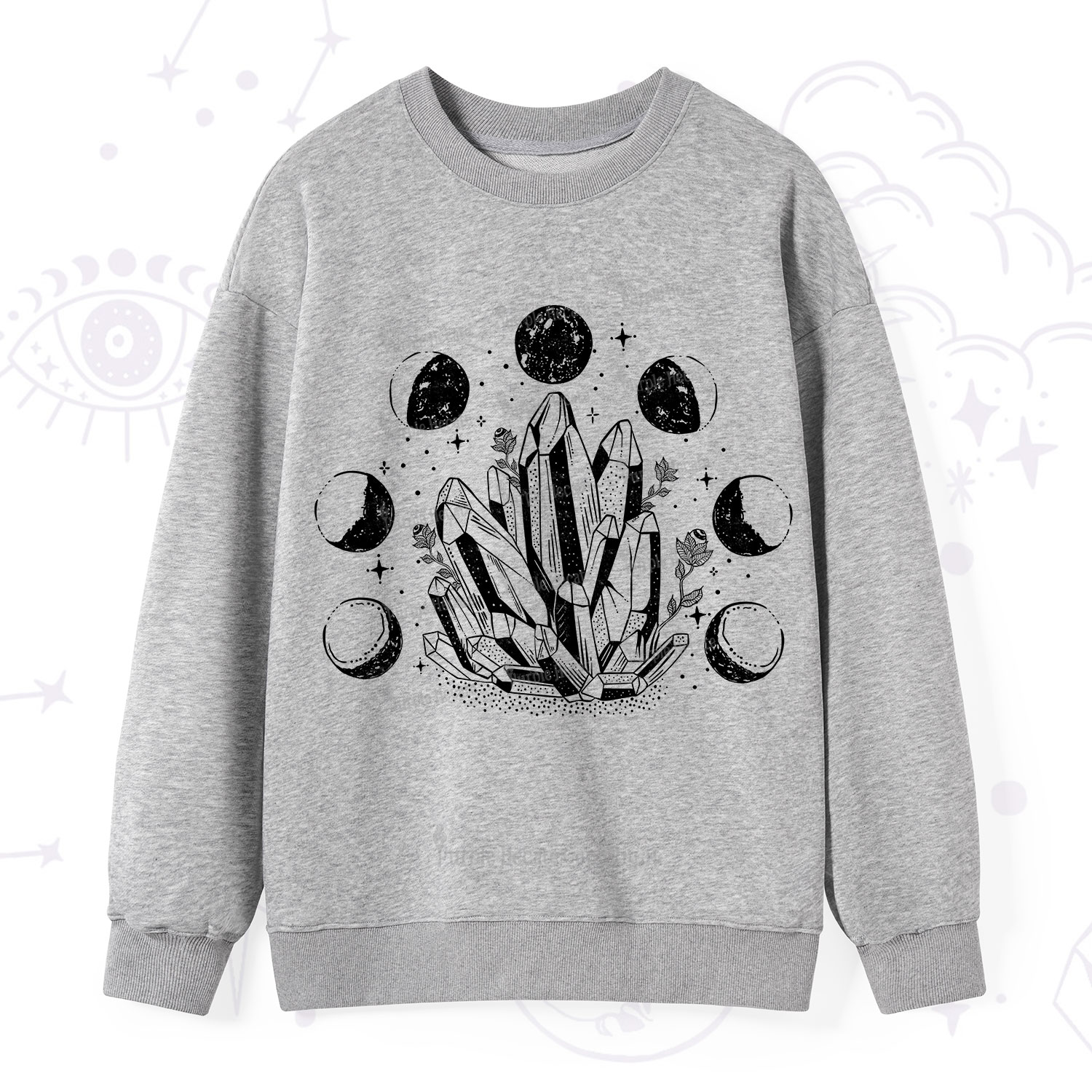 Purplehecate Crystals and Moon Phases Sweatshirt