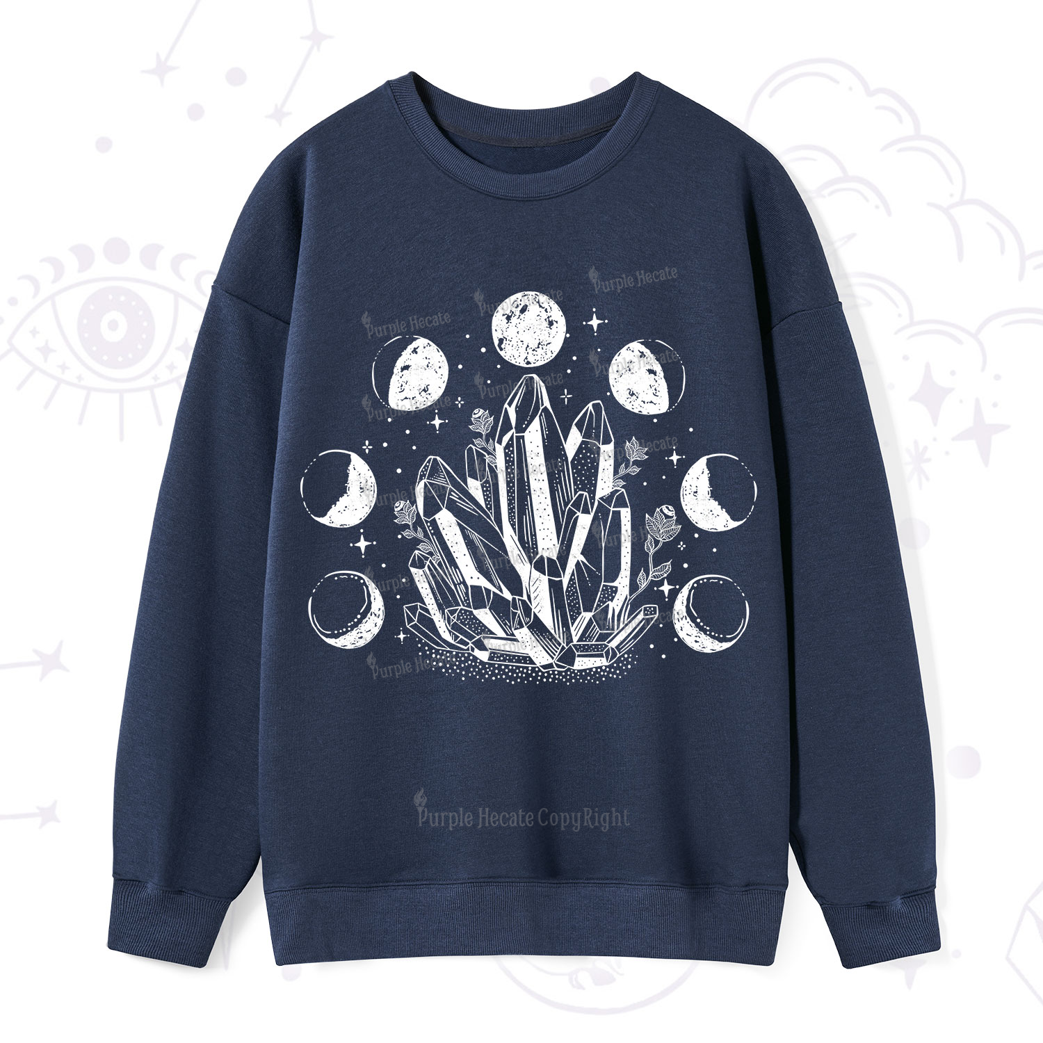 Purplehecate Crystals and Moon Phases Sweatshirt