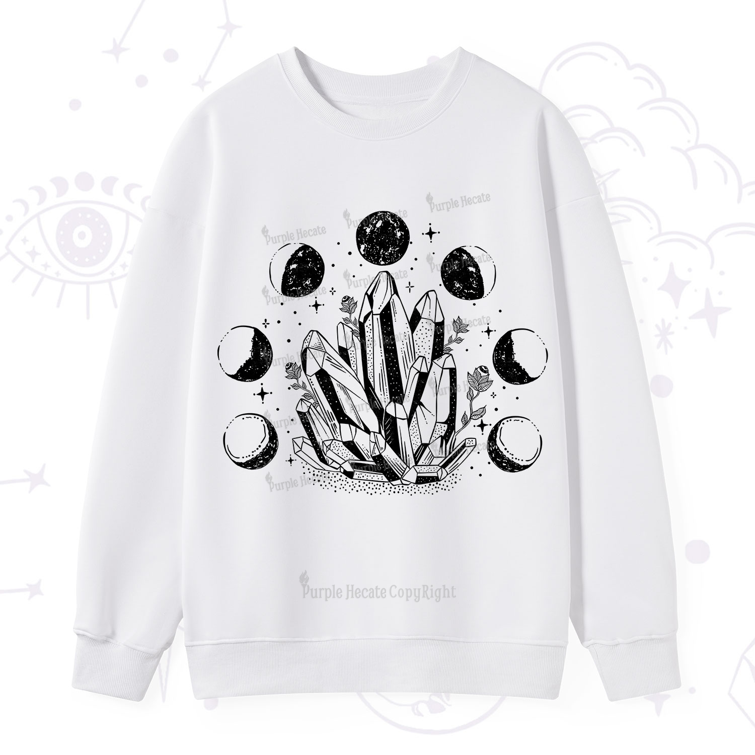 Purplehecate Crystals and Moon Phases Sweatshirt